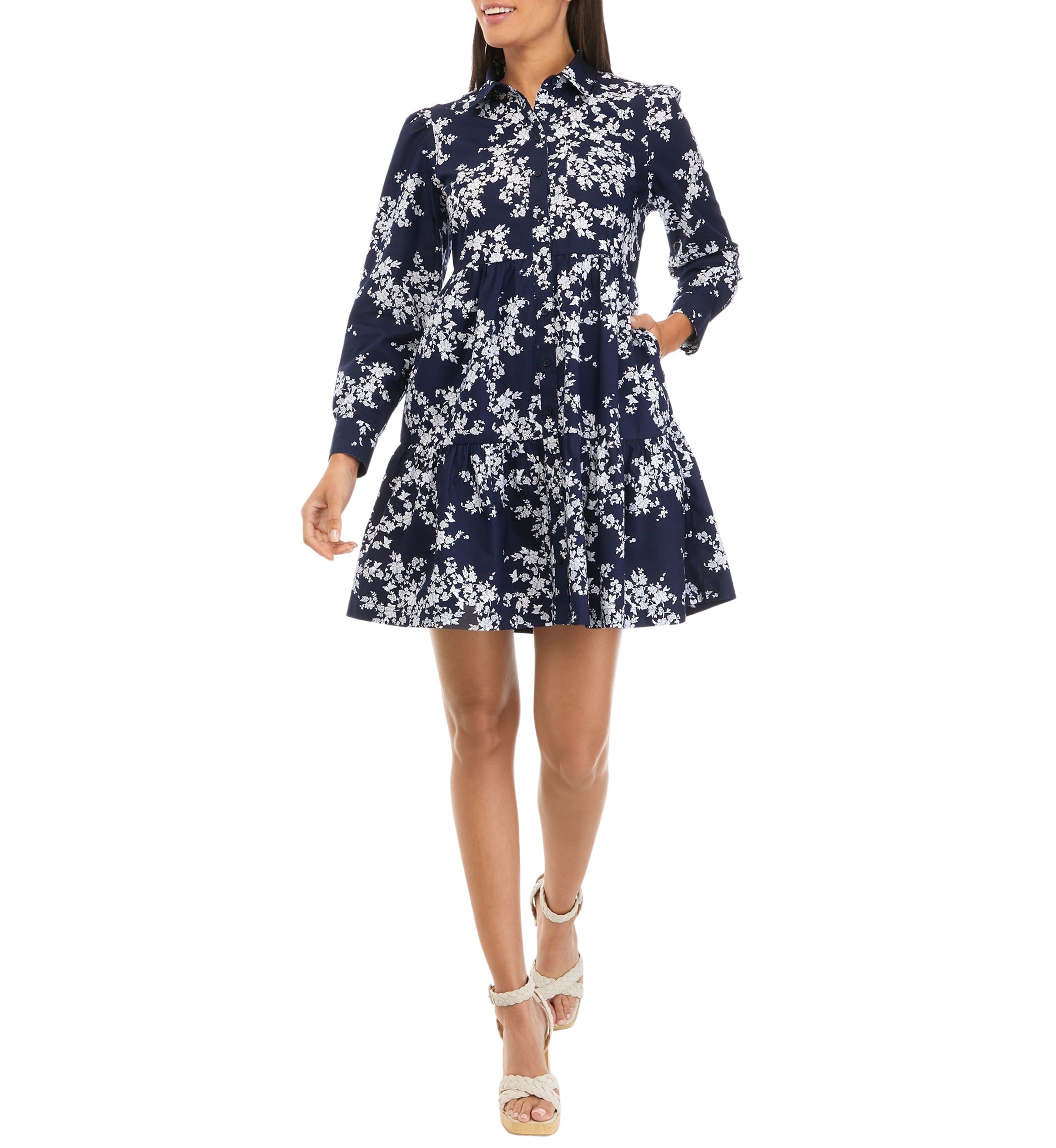 Womens Long Sleeve Floral Dress