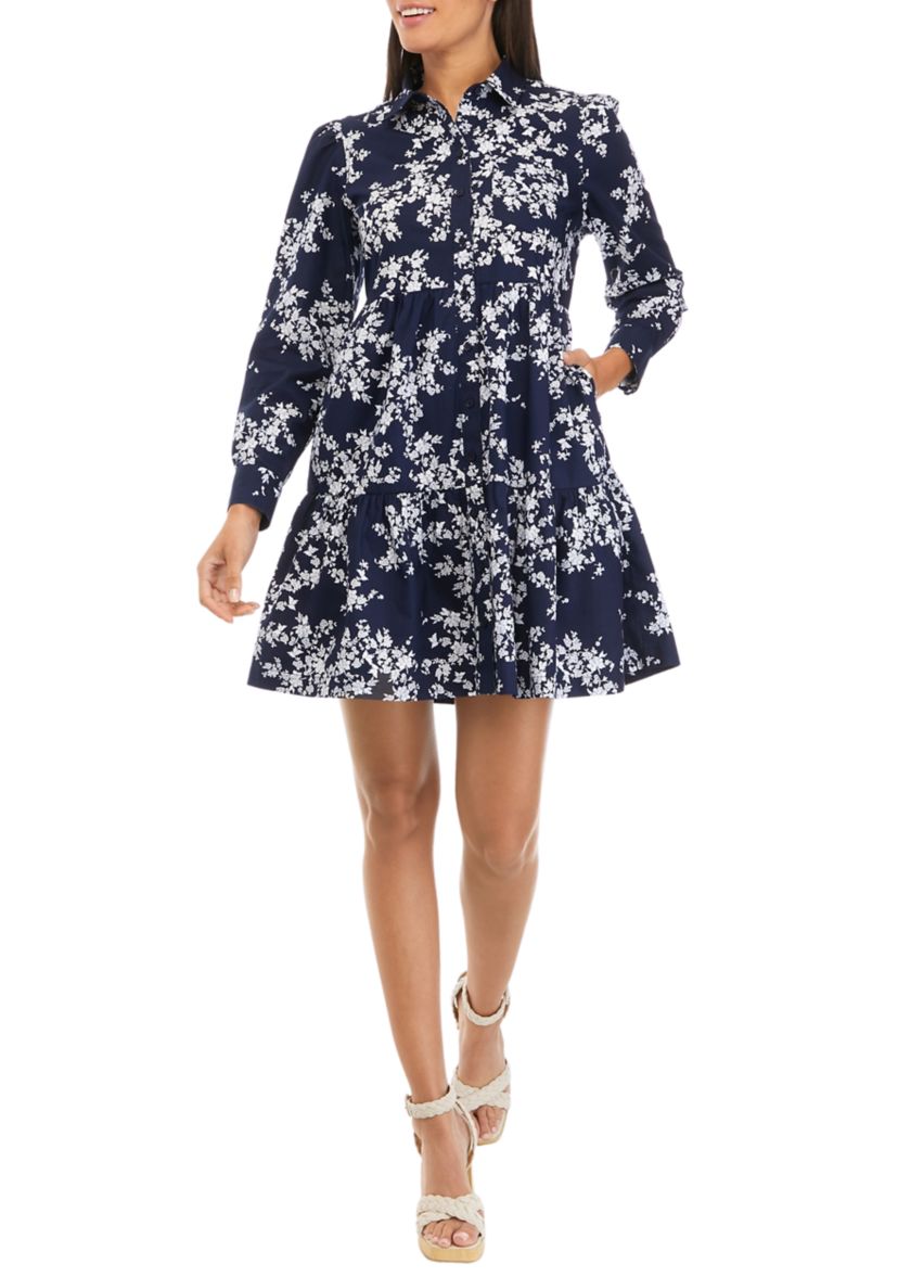 Womens Long Sleeve Floral Dress