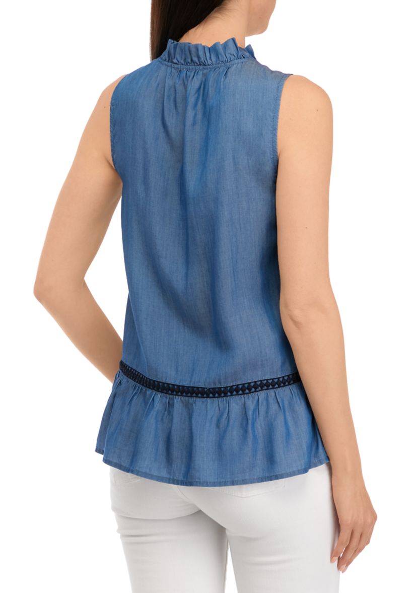 Womens Sleeveless Crochet Peasant Top