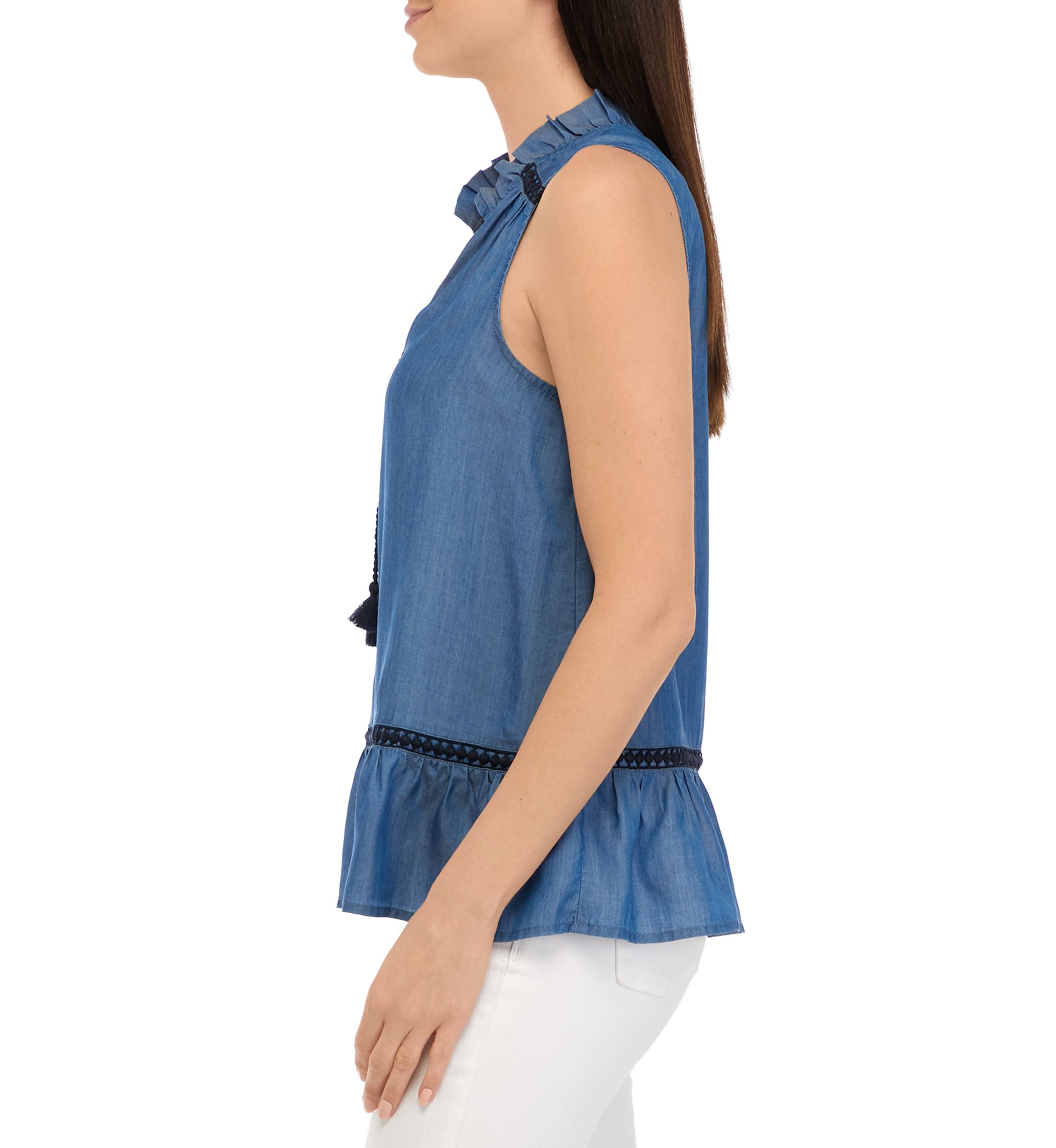 Womens Sleeveless Crochet Peasant Top
