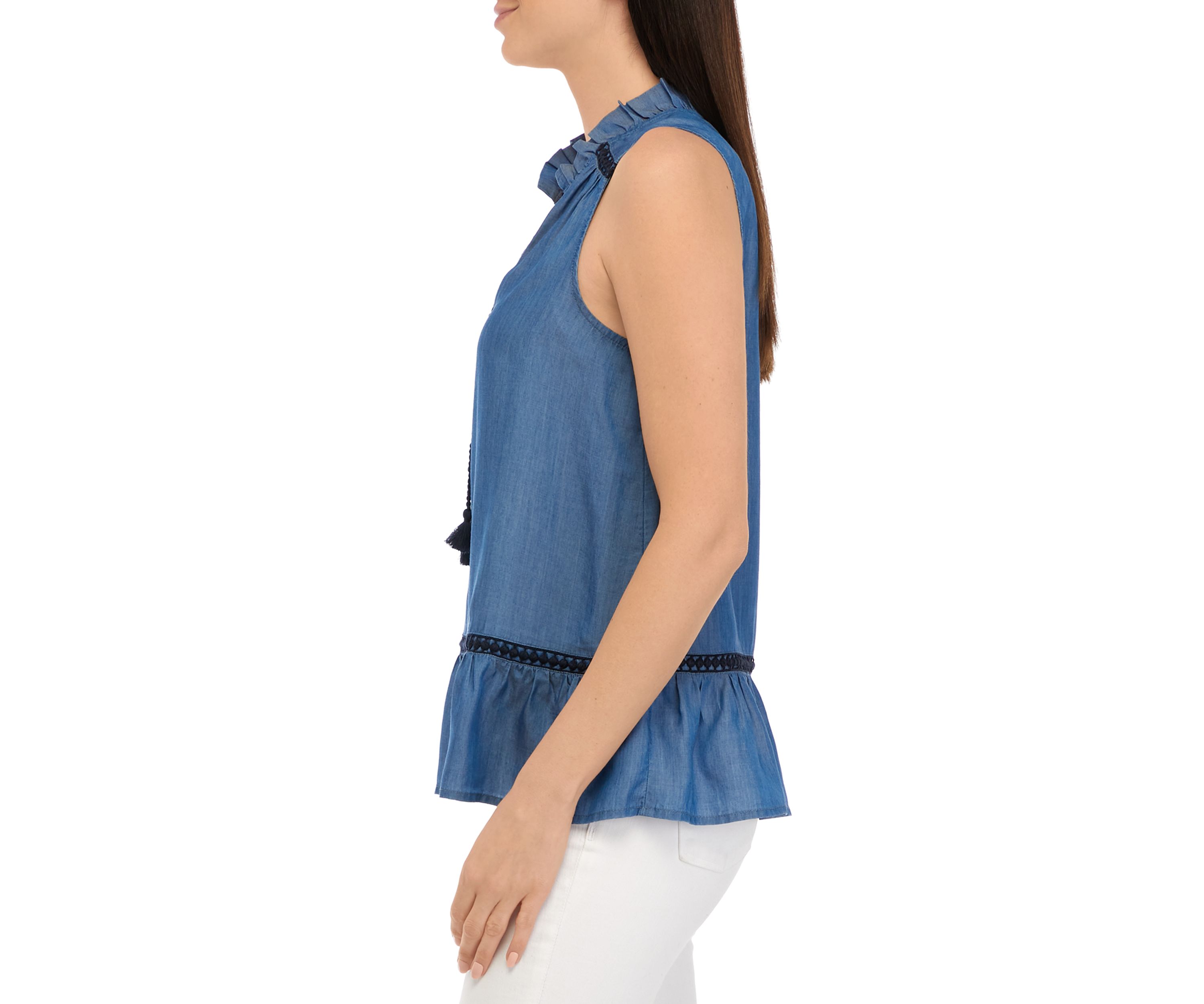 Womens Sleeveless Crochet Peasant Top