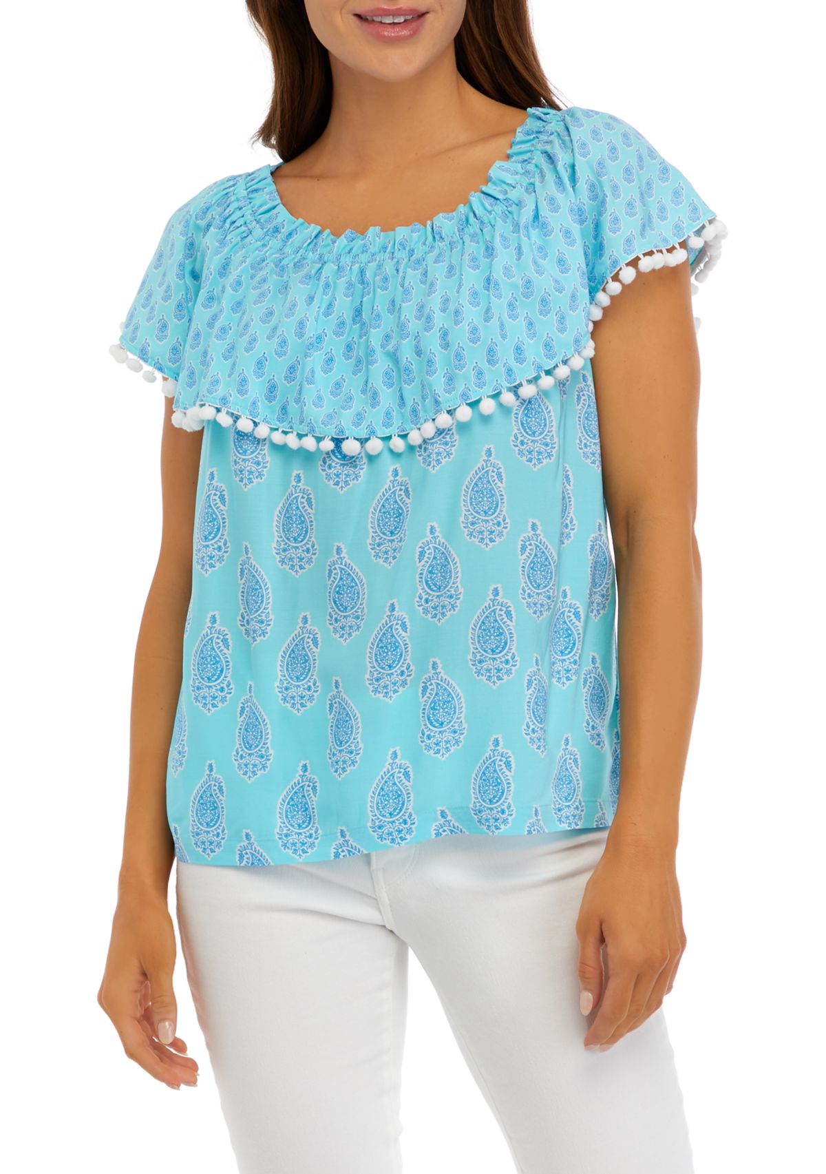 Womens Printed Off the Shoulder Top
