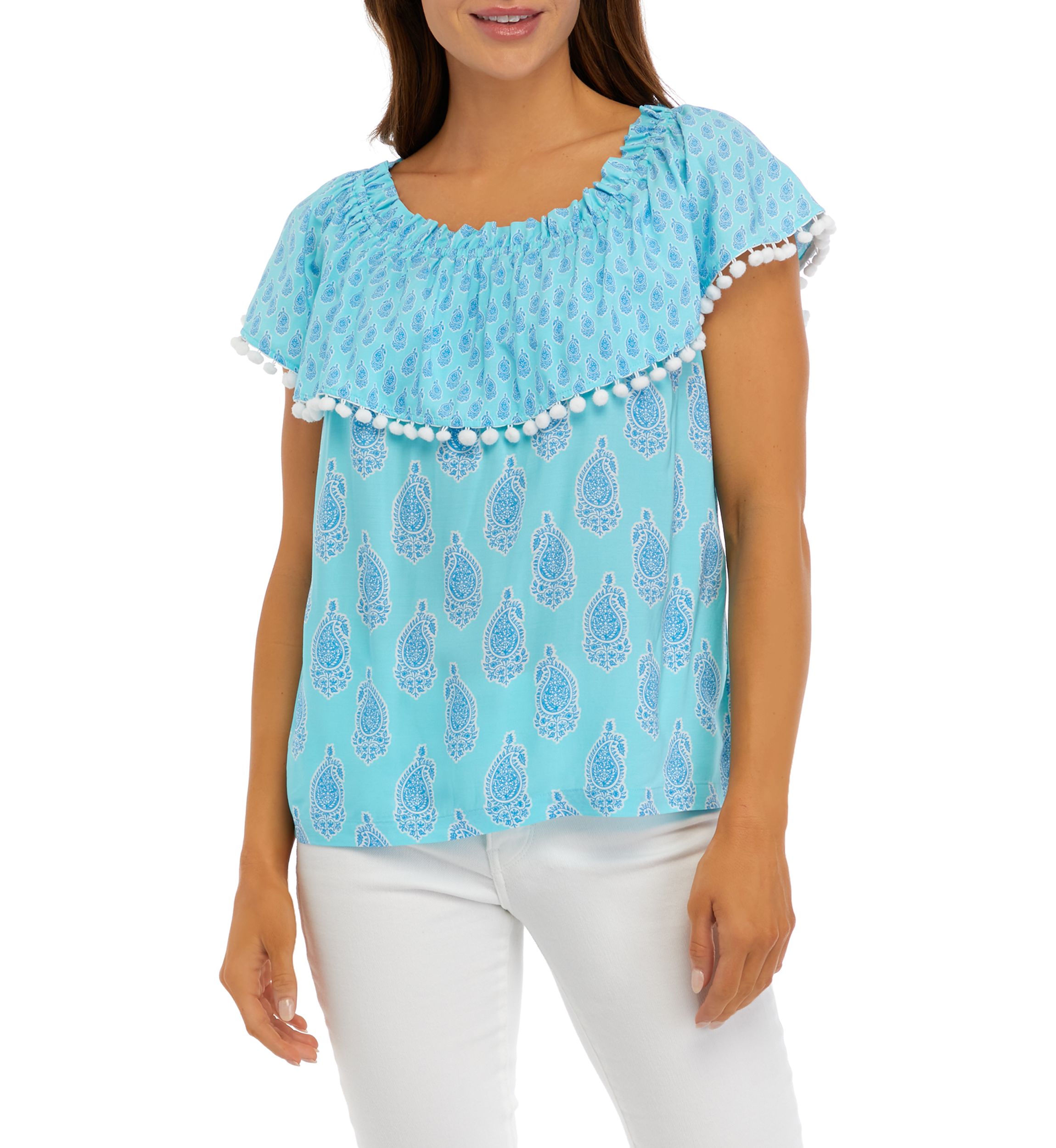 Womens Printed Off the Shoulder Top
