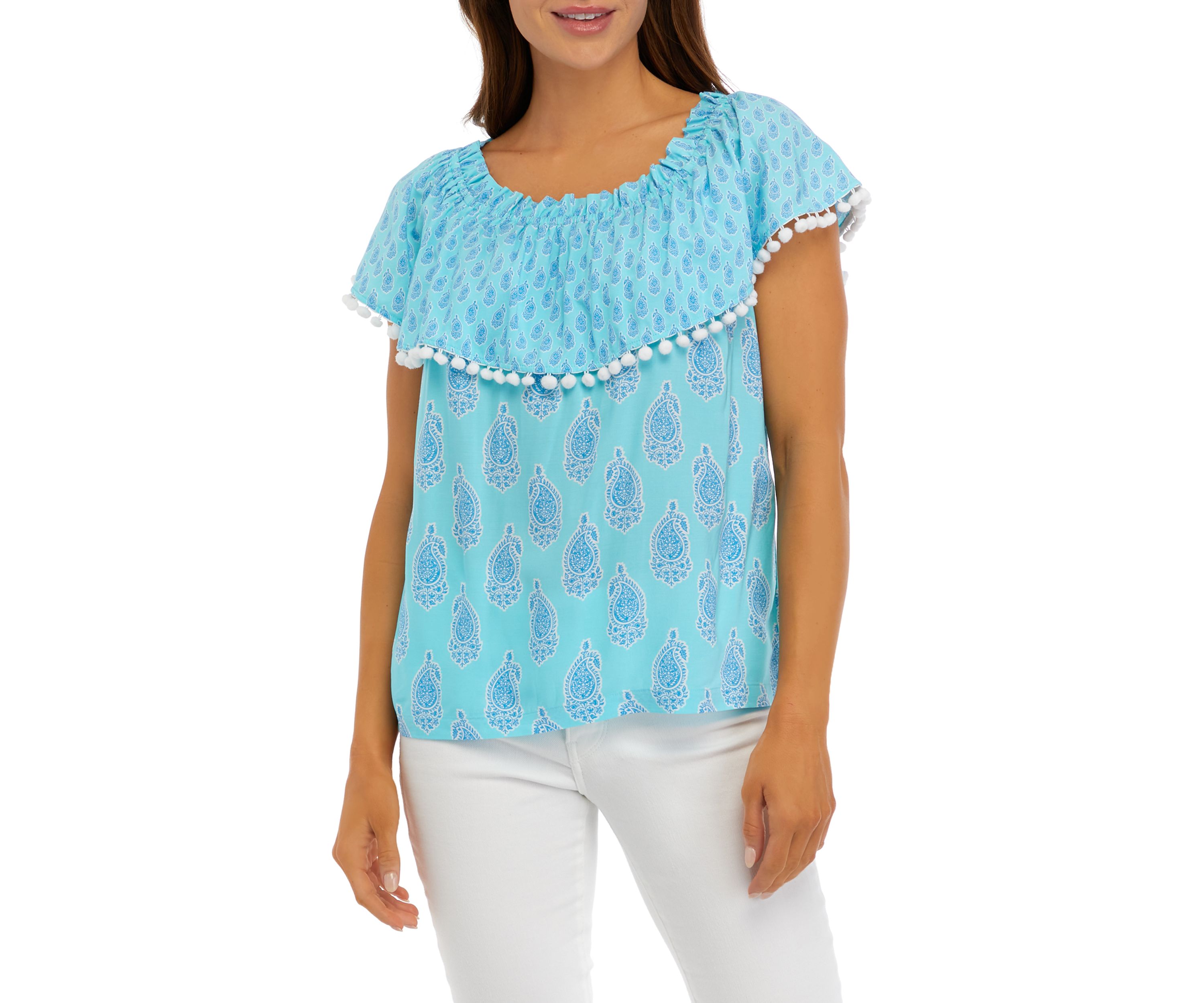 Womens Printed Off the Shoulder Top