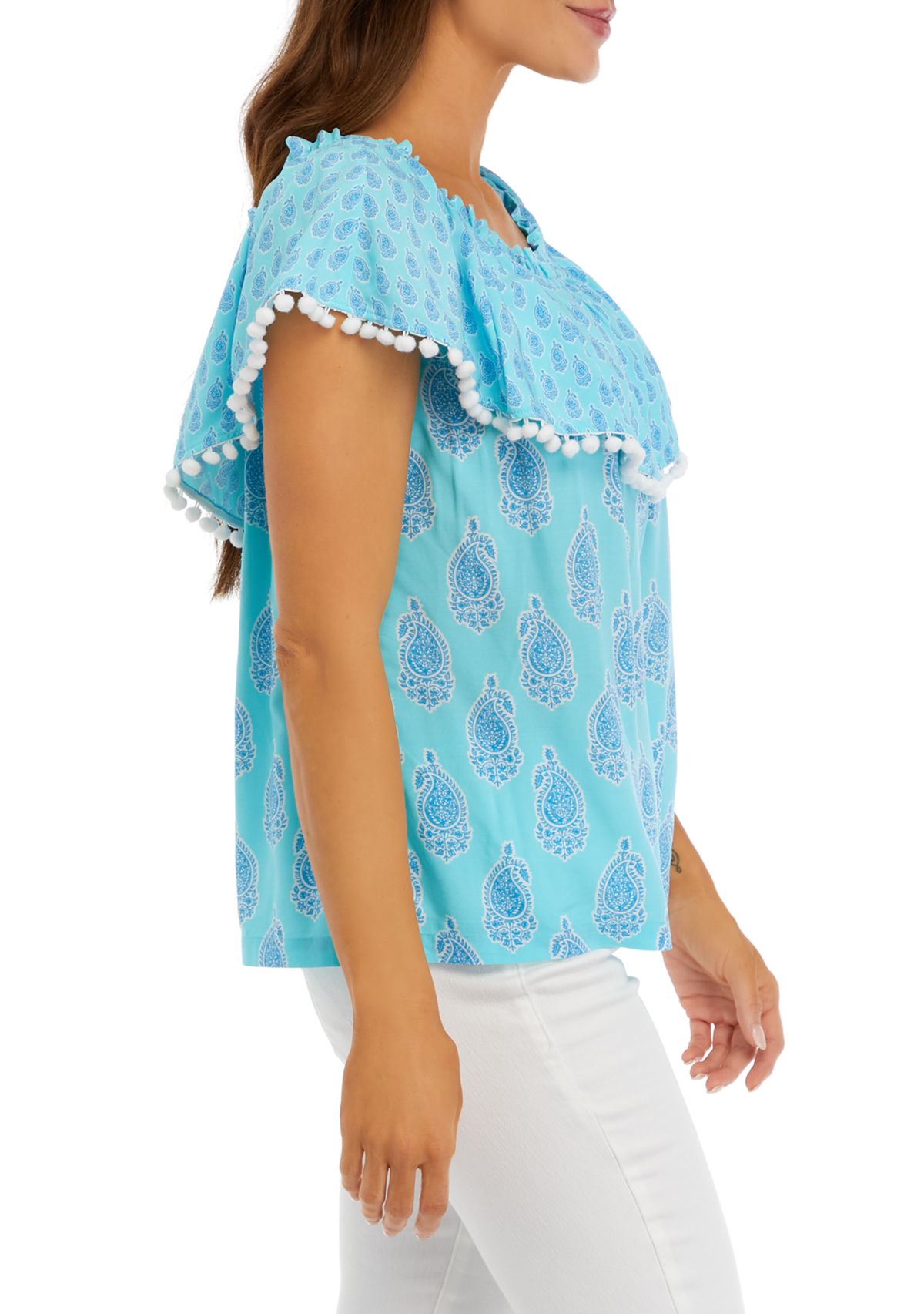 Womens Printed Off the Shoulder Top