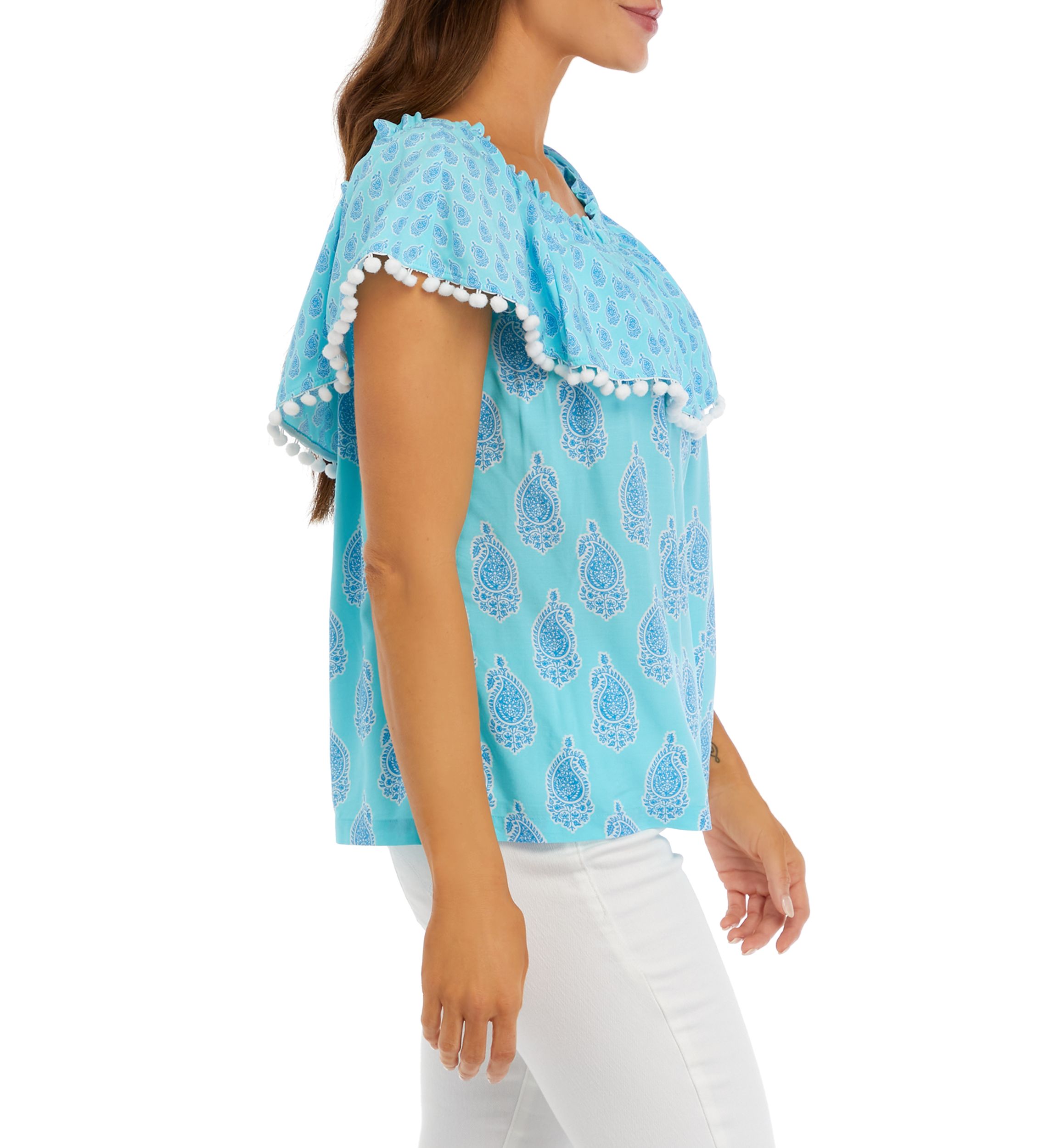 Womens Printed Off the Shoulder Top