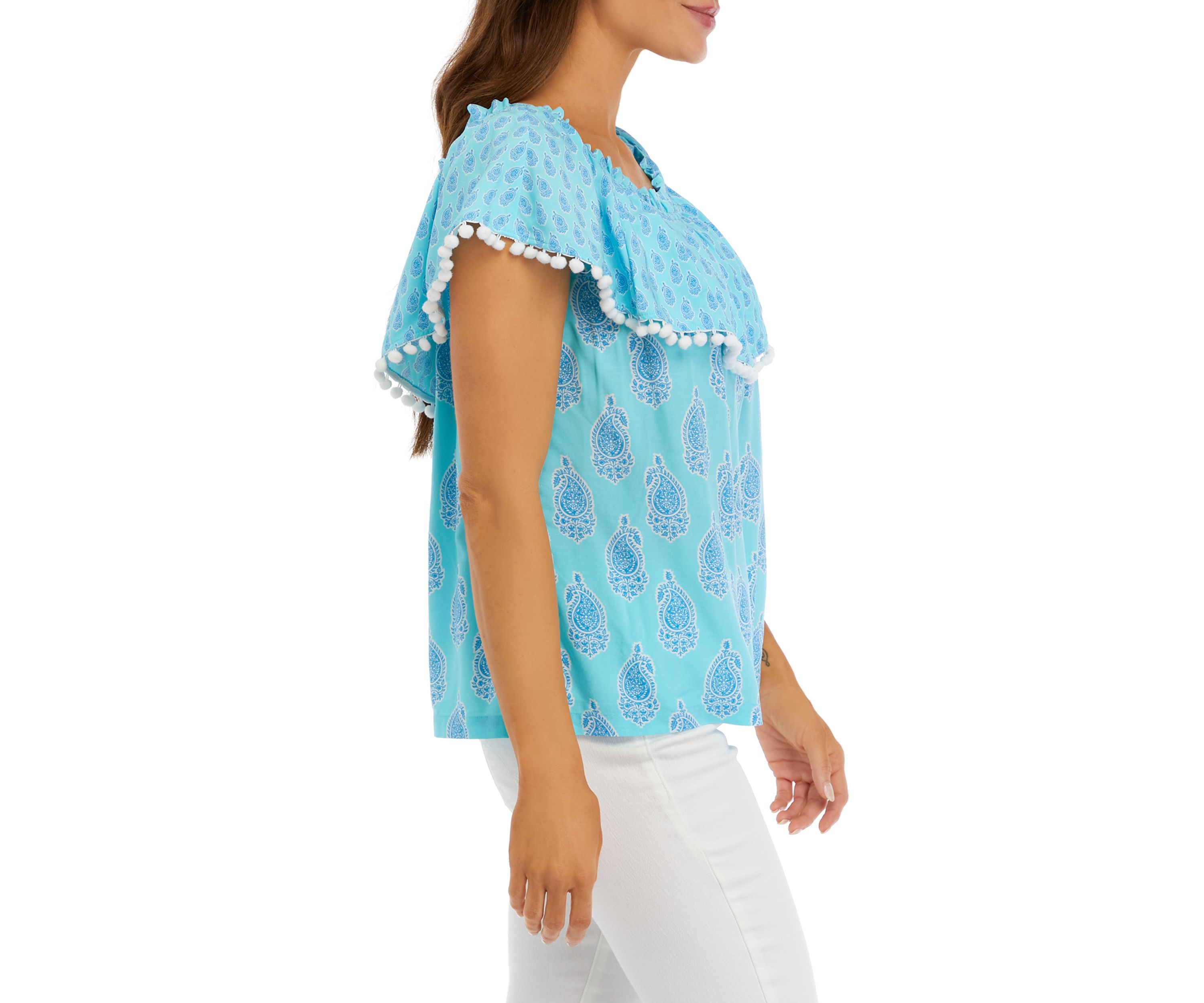 Womens Printed Off the Shoulder Top