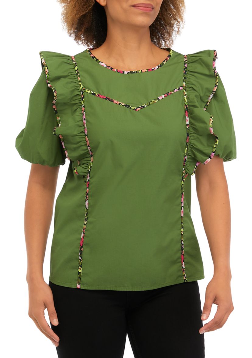 Womens Short Sleeve Ruffle Top