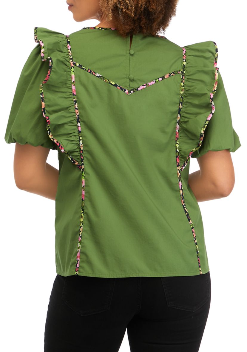 Womens Short Sleeve Ruffle Top