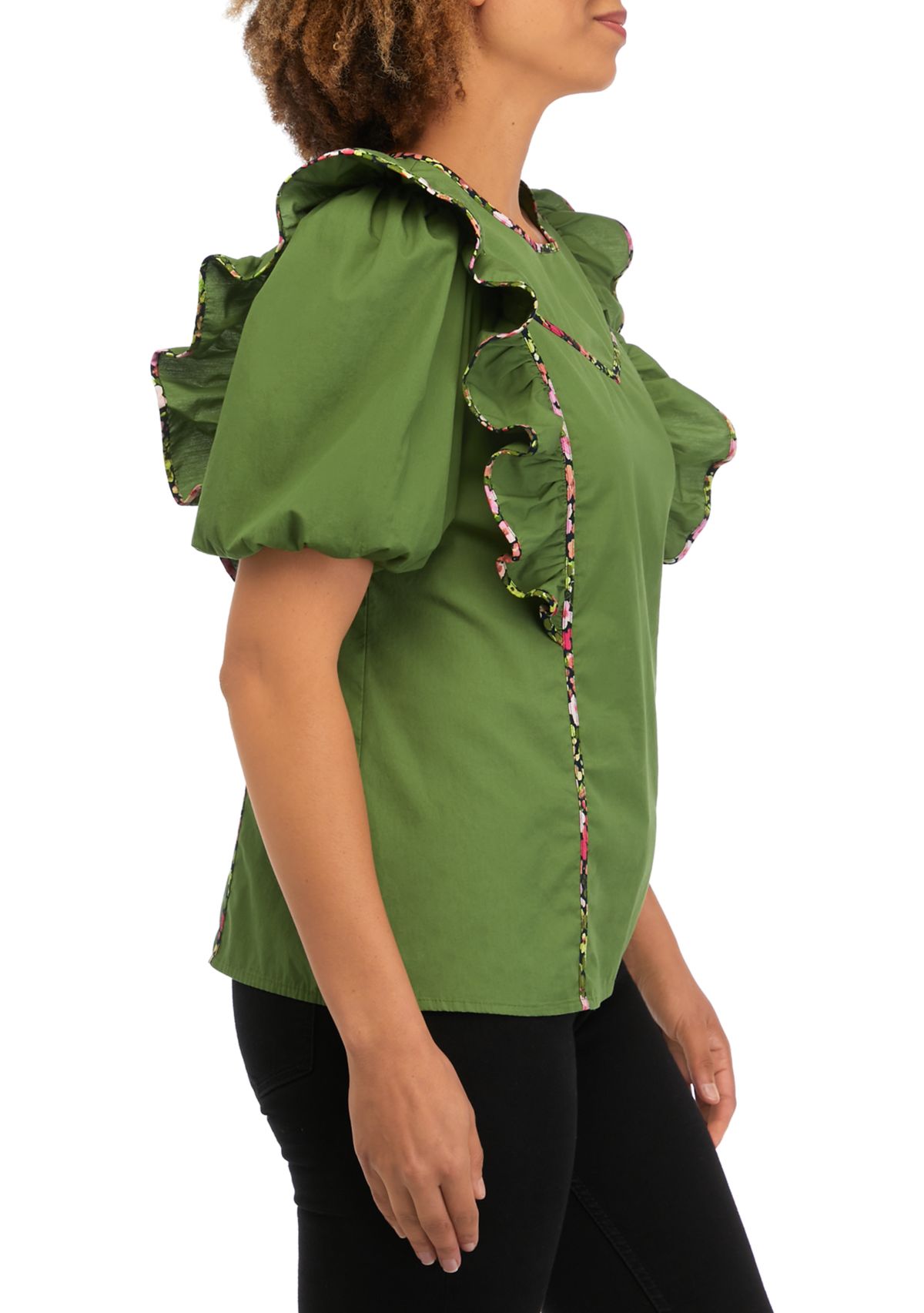 Womens Short Sleeve Ruffle Top