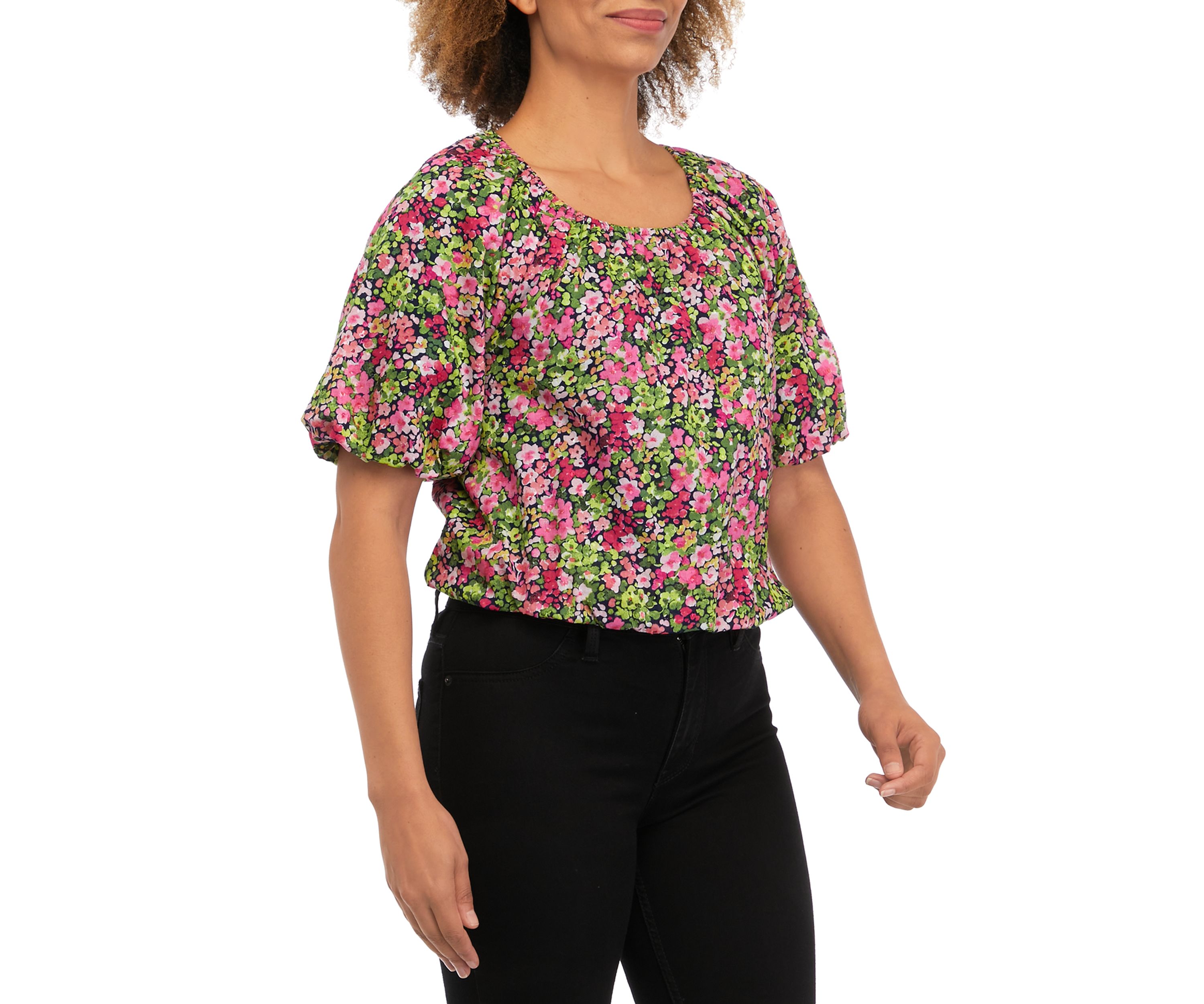 Womens Short Balloon Sleeve Top