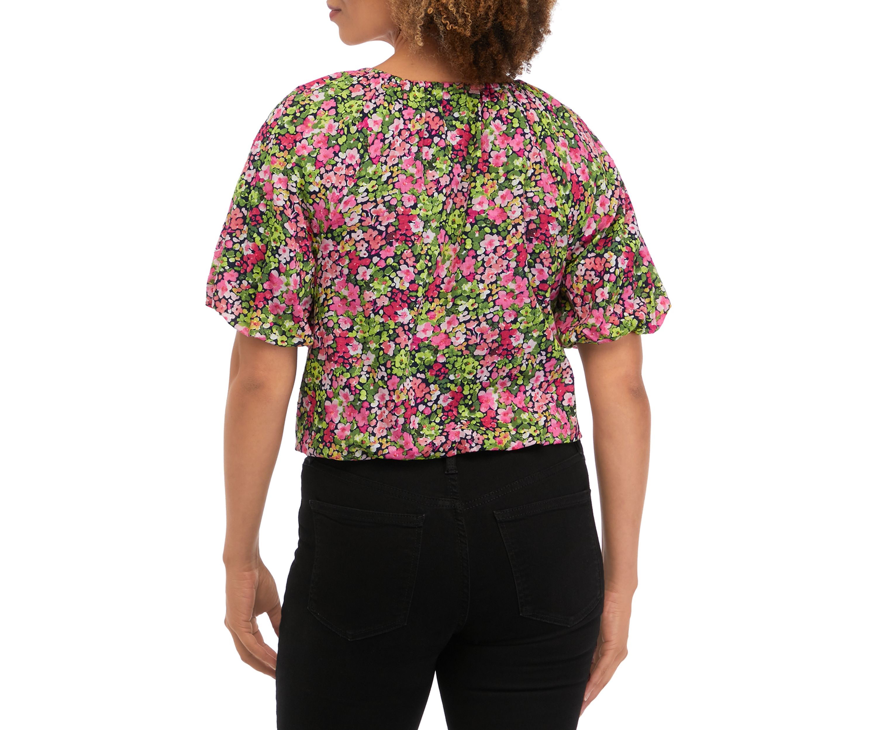 Womens Short Balloon Sleeve Top