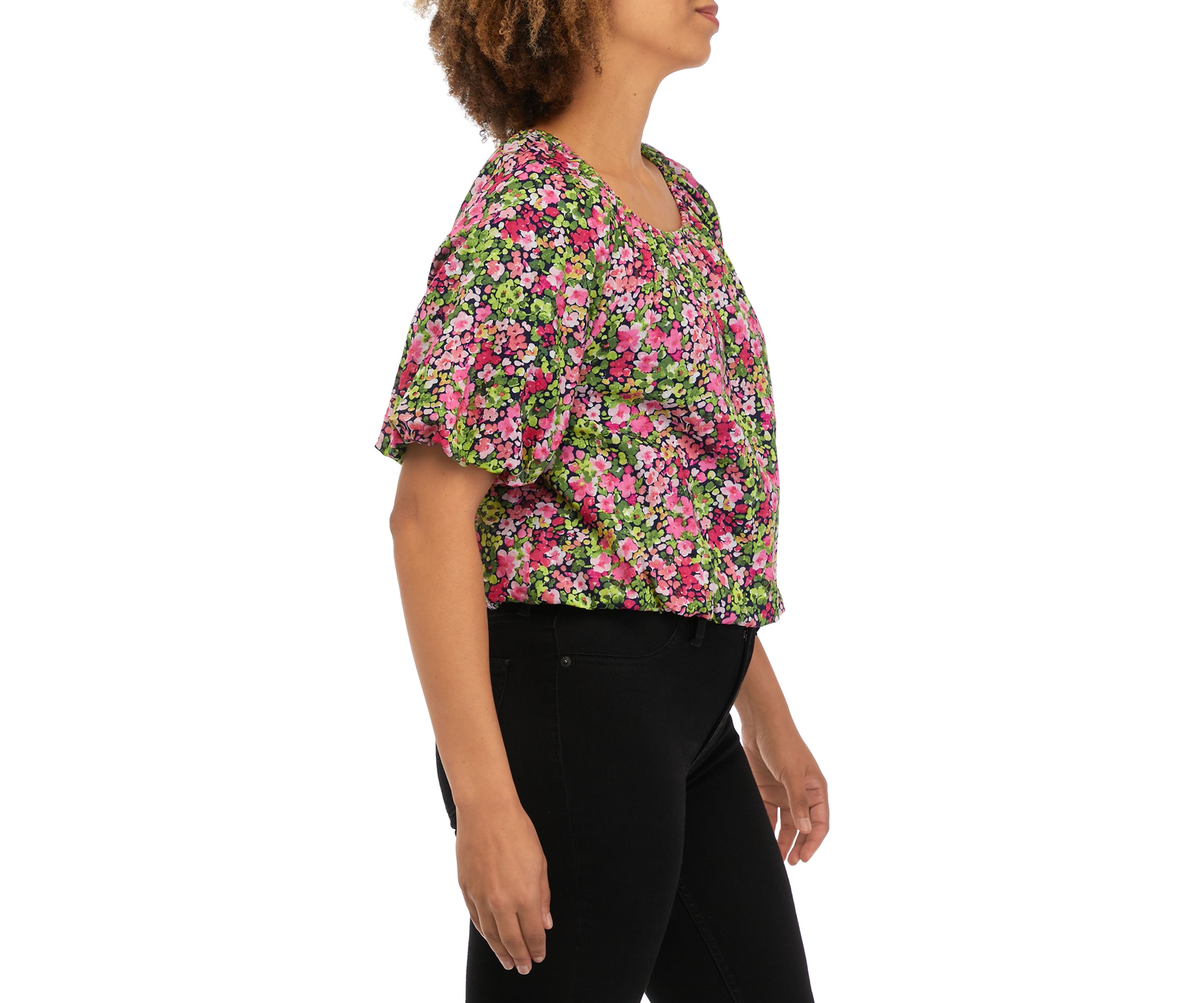 Womens Short Balloon Sleeve Top