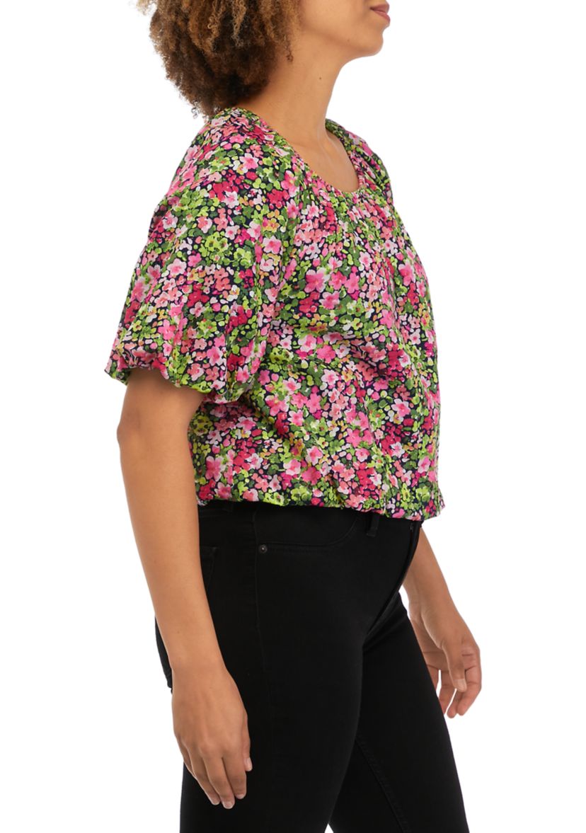 Womens Short Balloon Sleeve Top