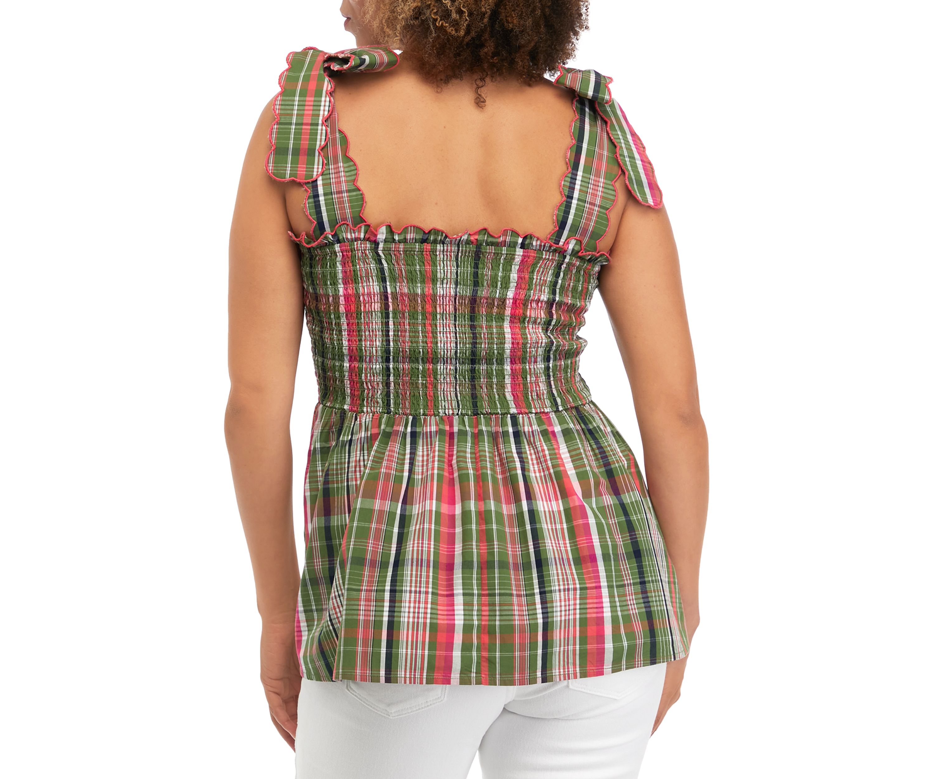 Womens Sleeveless Smocked Bodice Top