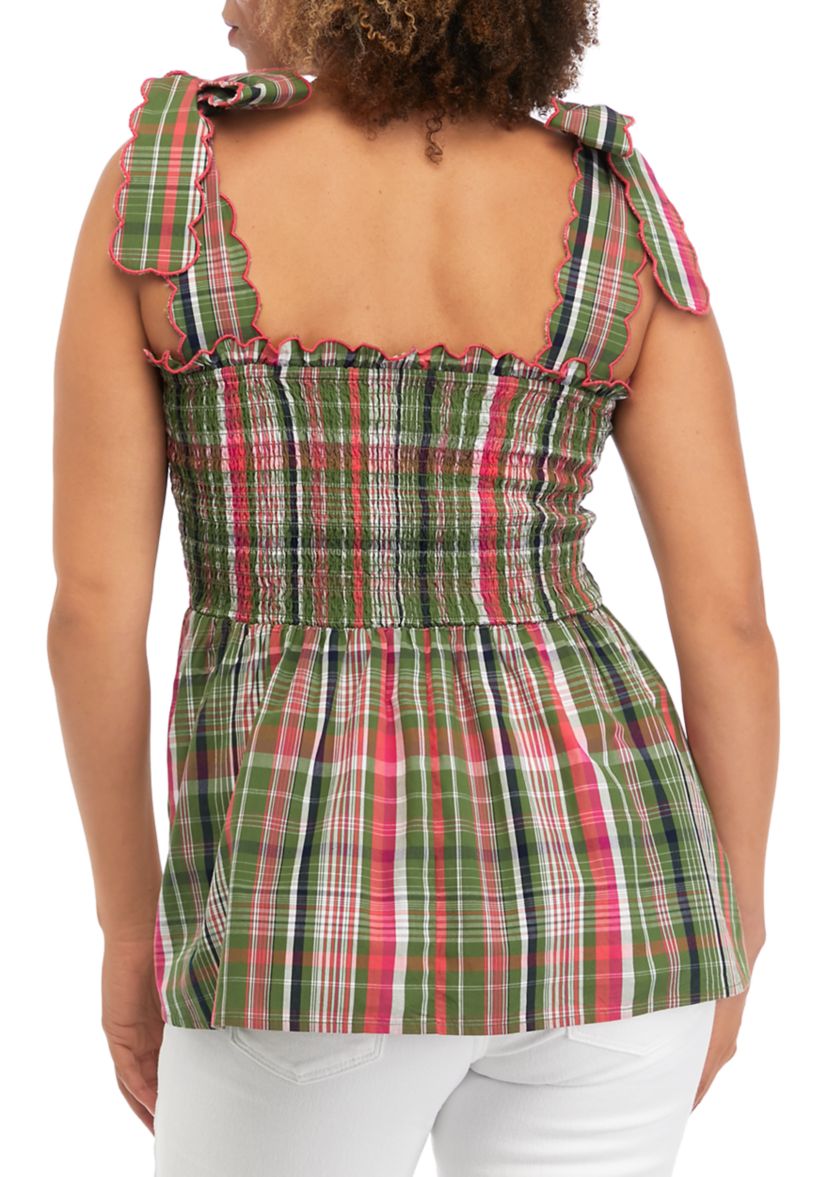 Womens Sleeveless Smocked Bodice Top