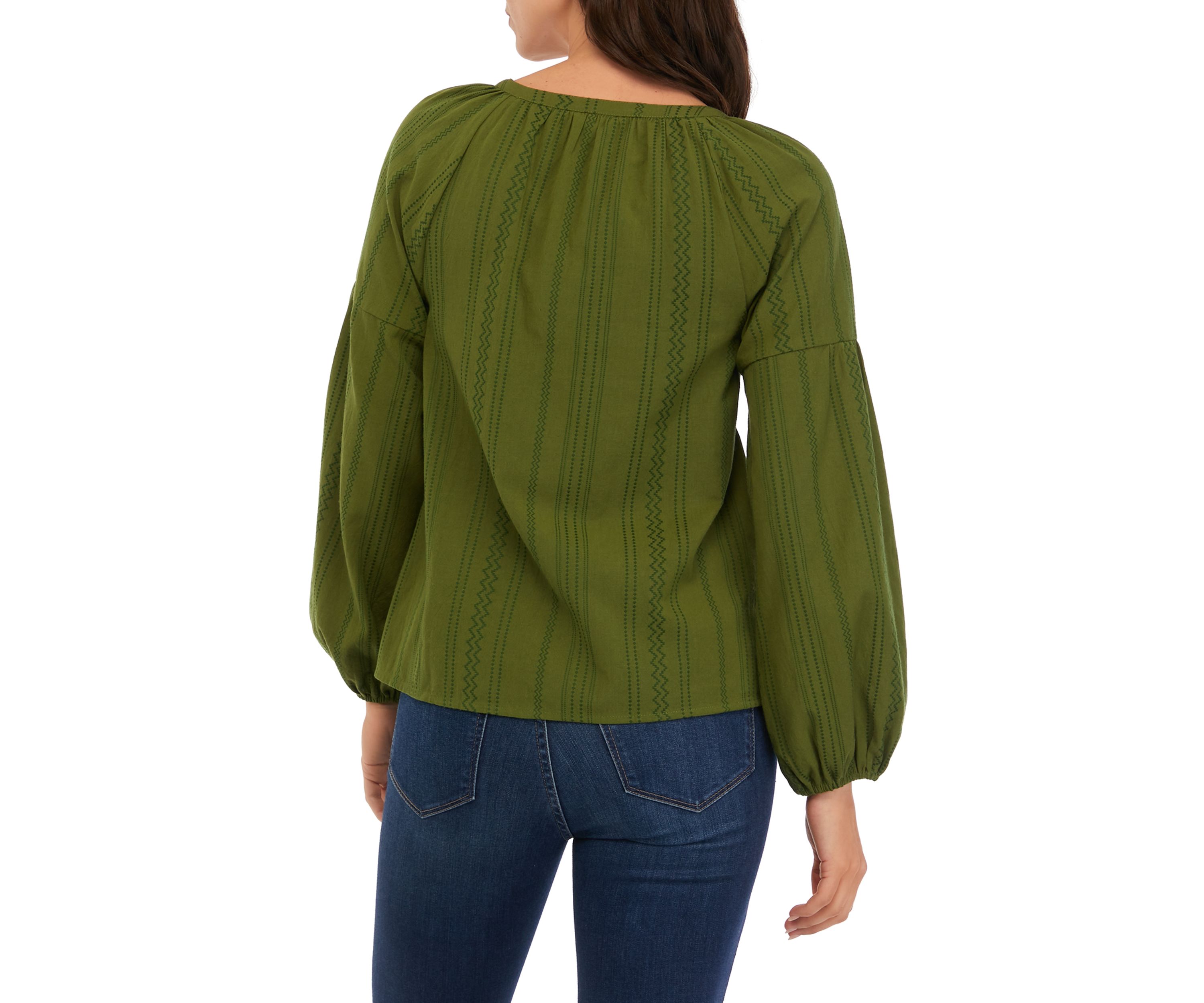Womens Long Sleeve Drop Shoulder Peasant Top