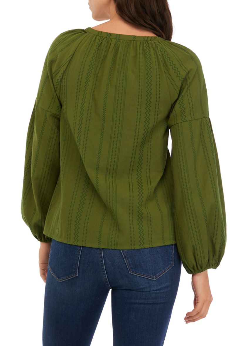 Womens Long Sleeve Drop Shoulder Peasant Top