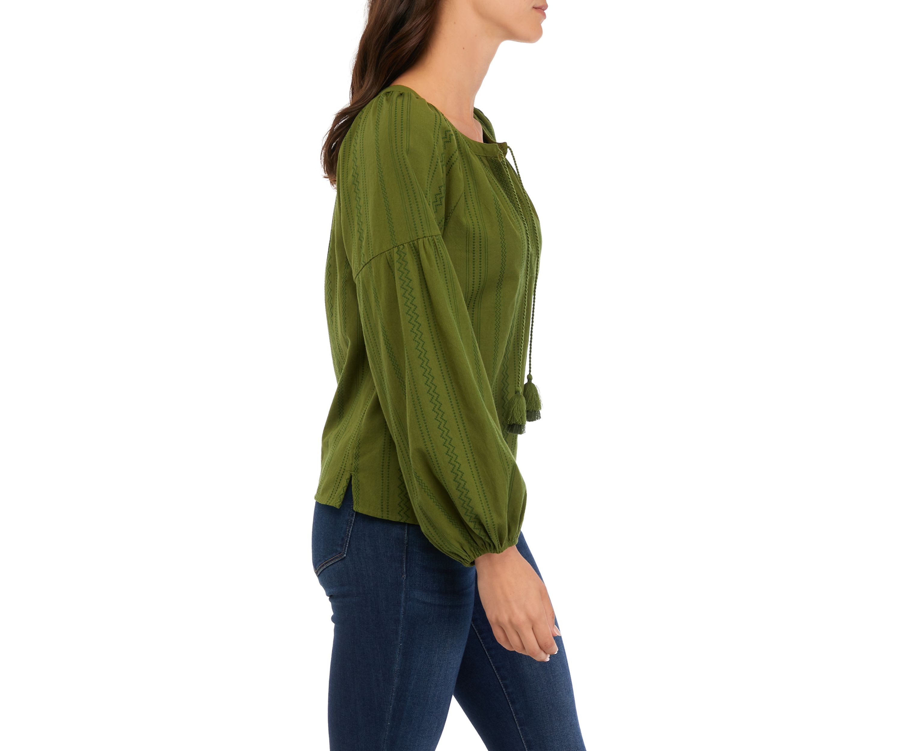 Womens Long Sleeve Drop Shoulder Peasant Top