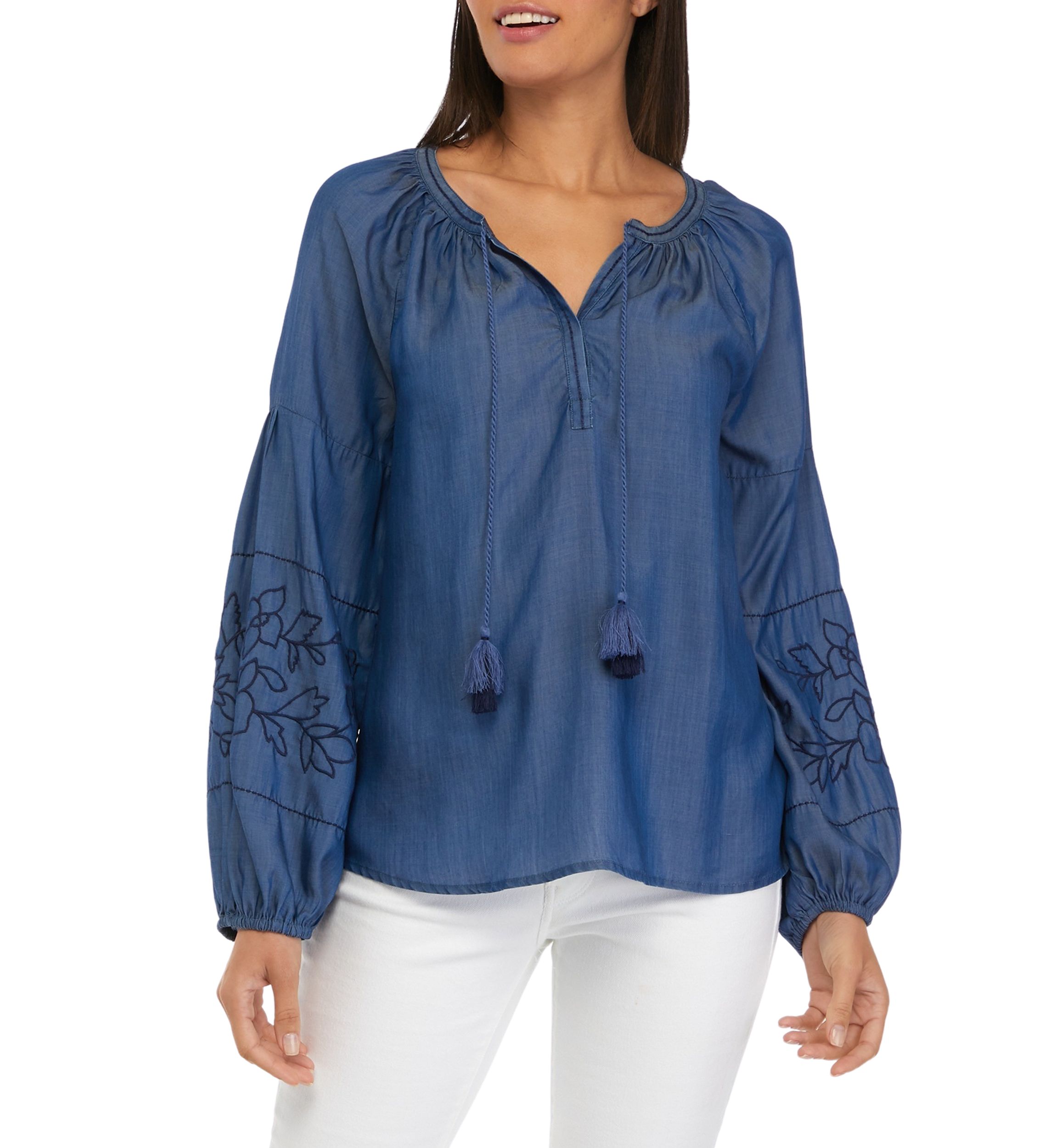   Womens Drop Shoulder Peasant Shirt