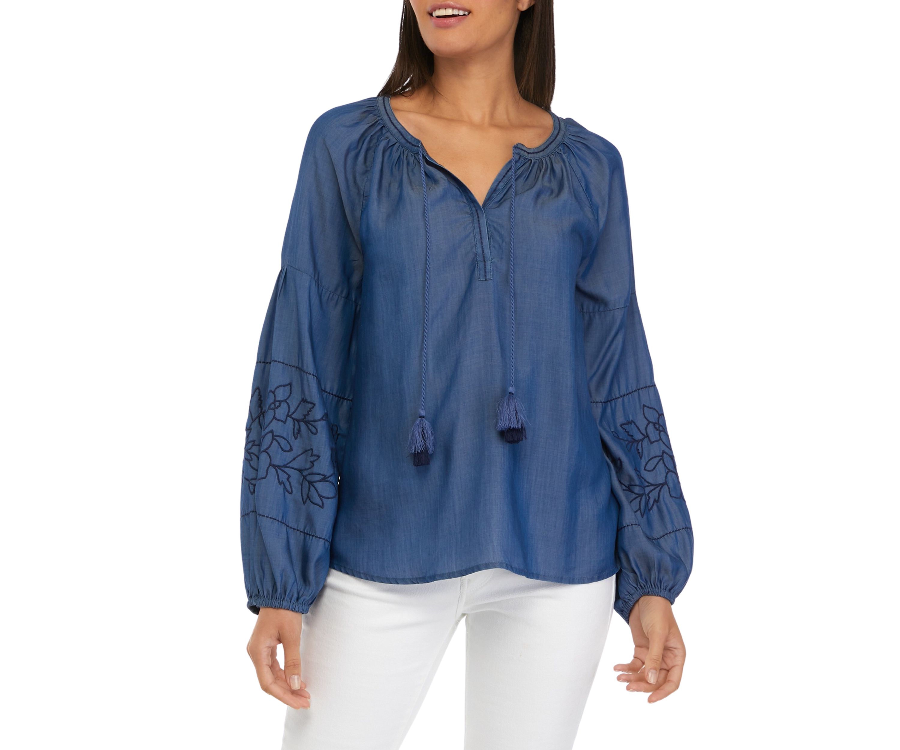   Womens Drop Shoulder Peasant Shirt