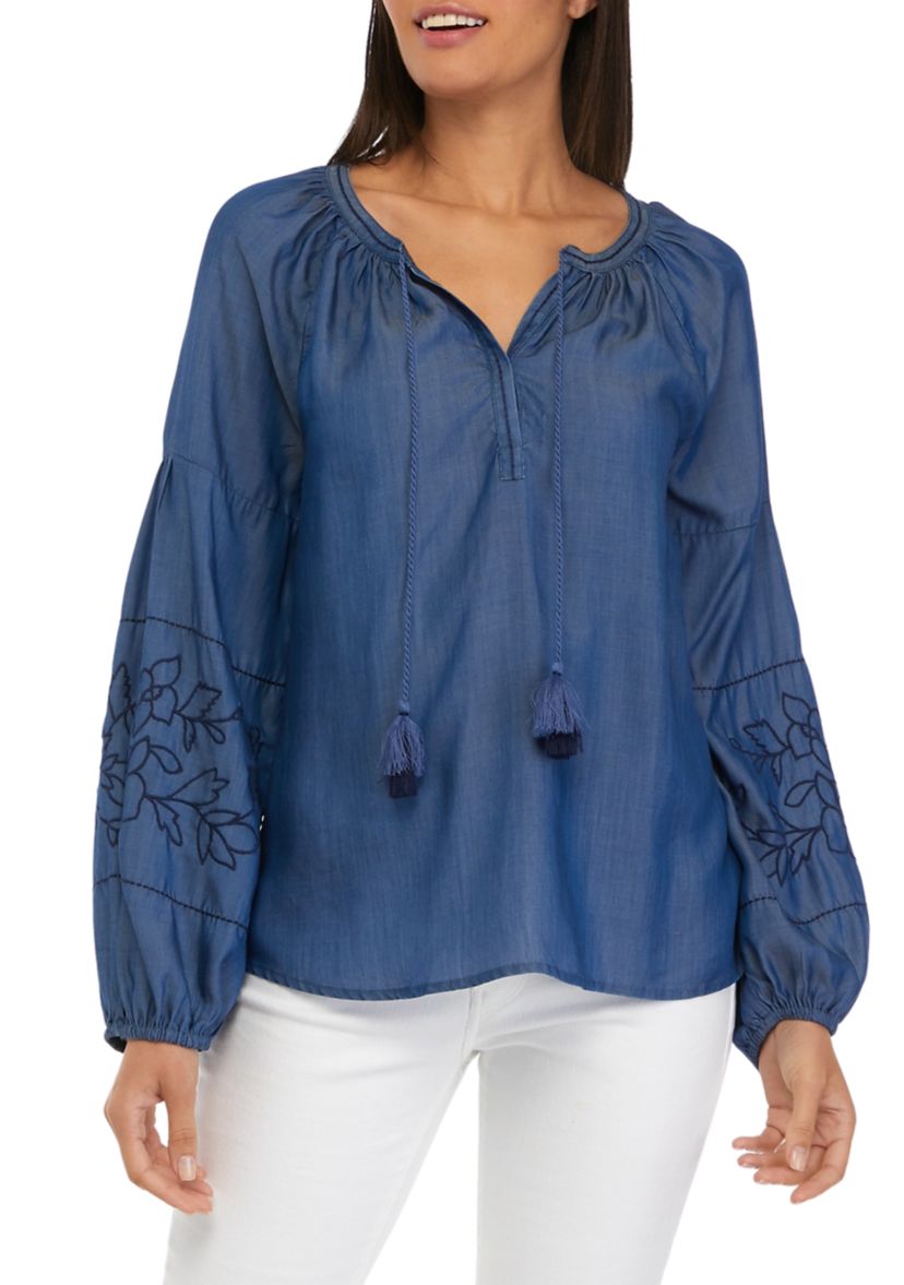   Womens Drop Shoulder Peasant Shirt