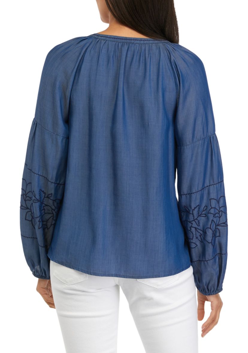   Womens Drop Shoulder Peasant Shirt