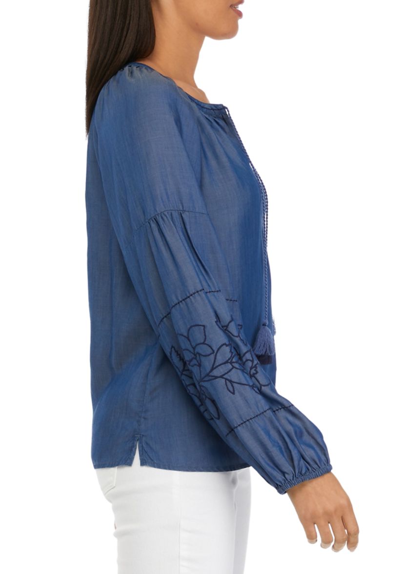   Womens Drop Shoulder Peasant Shirt
