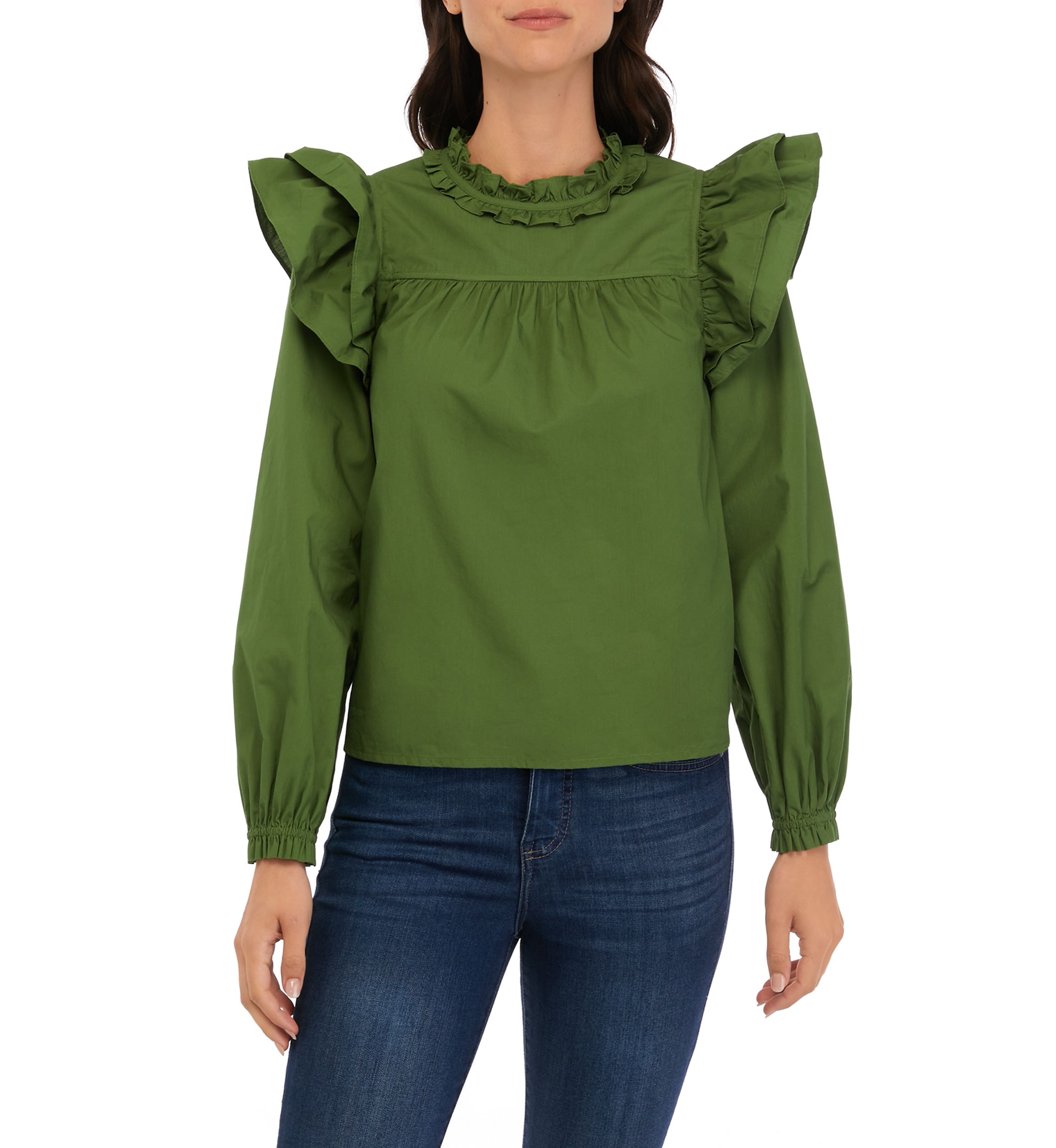 Womens Long Sleeve Ruffle Top