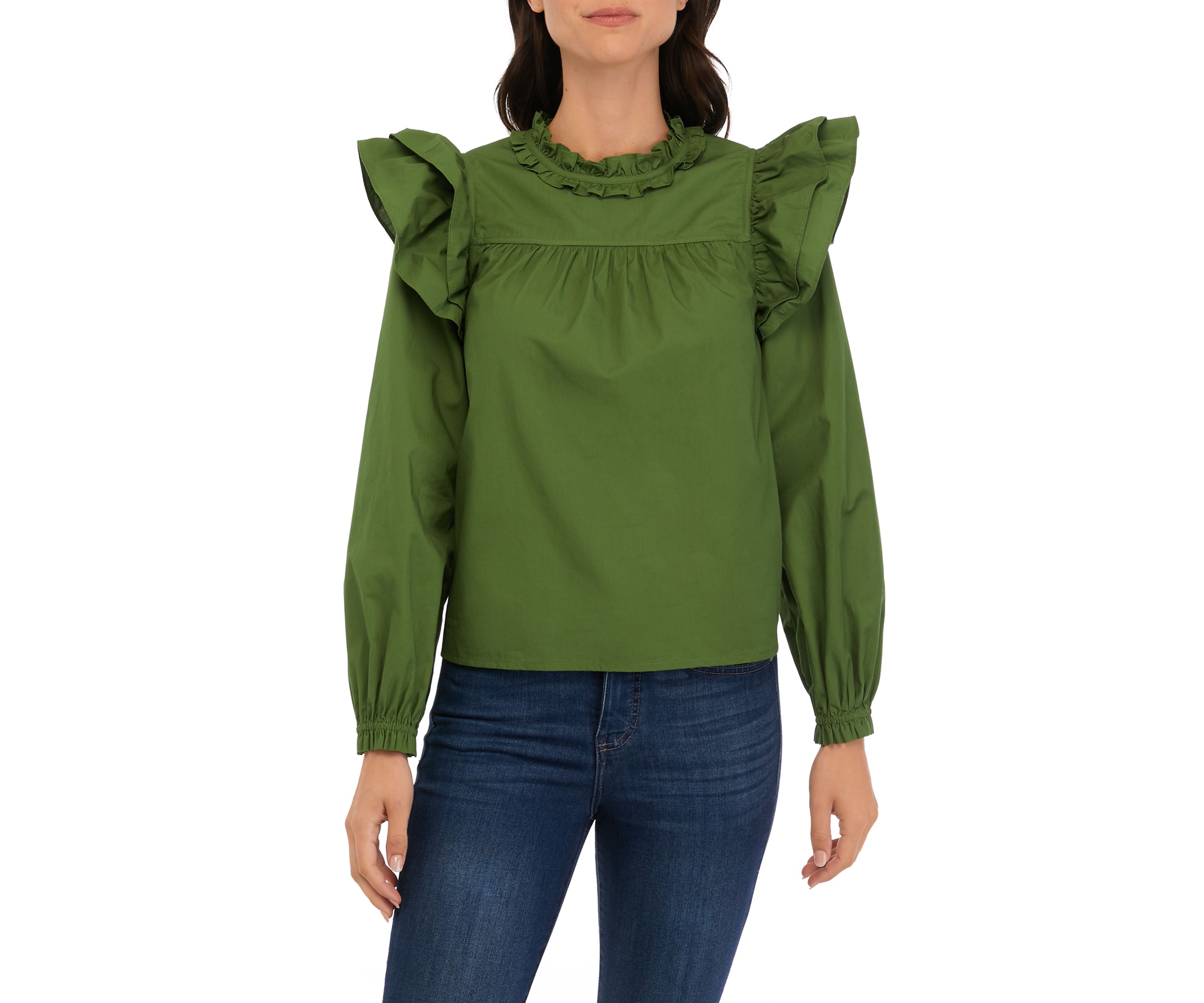 Womens Long Sleeve Ruffle Top