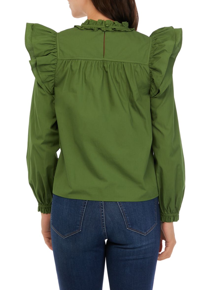 Womens Long Sleeve Ruffle Top