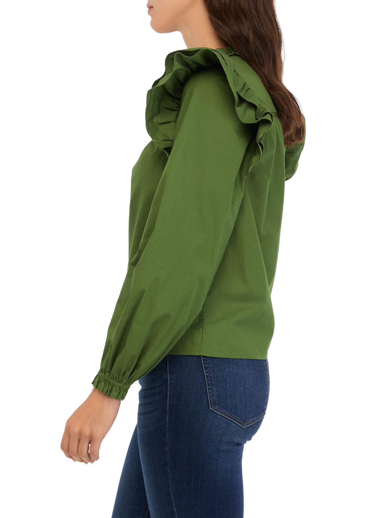 Womens Long Sleeve Ruffle Top