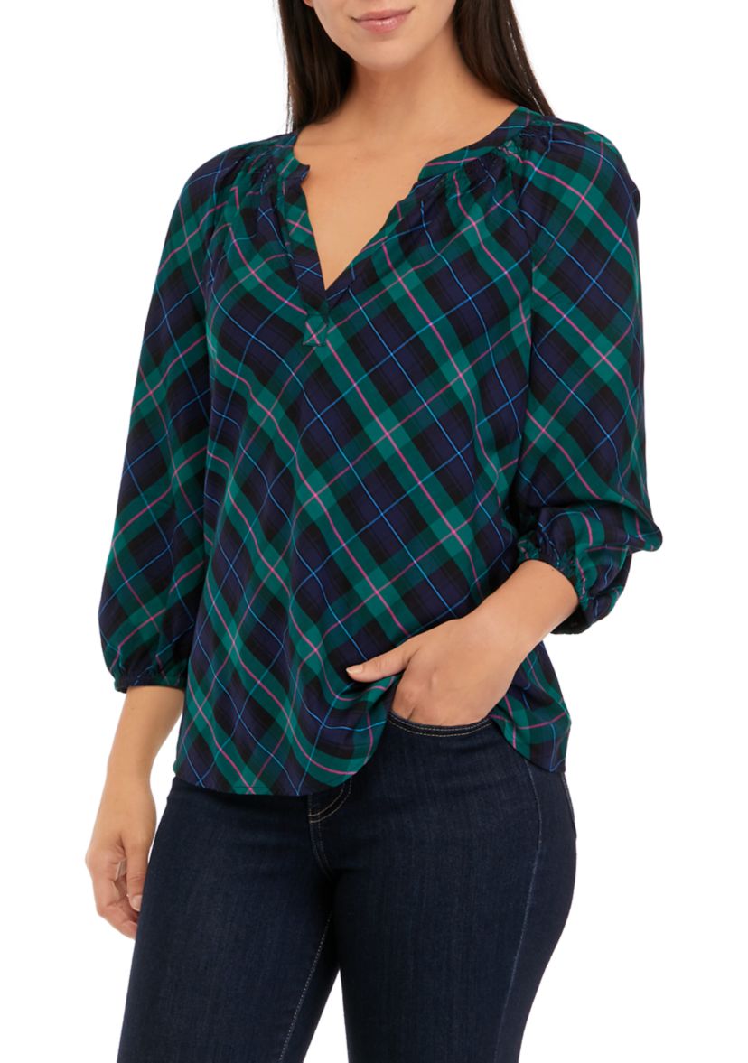 Womens 3/4 Sleeve Peasant Top
