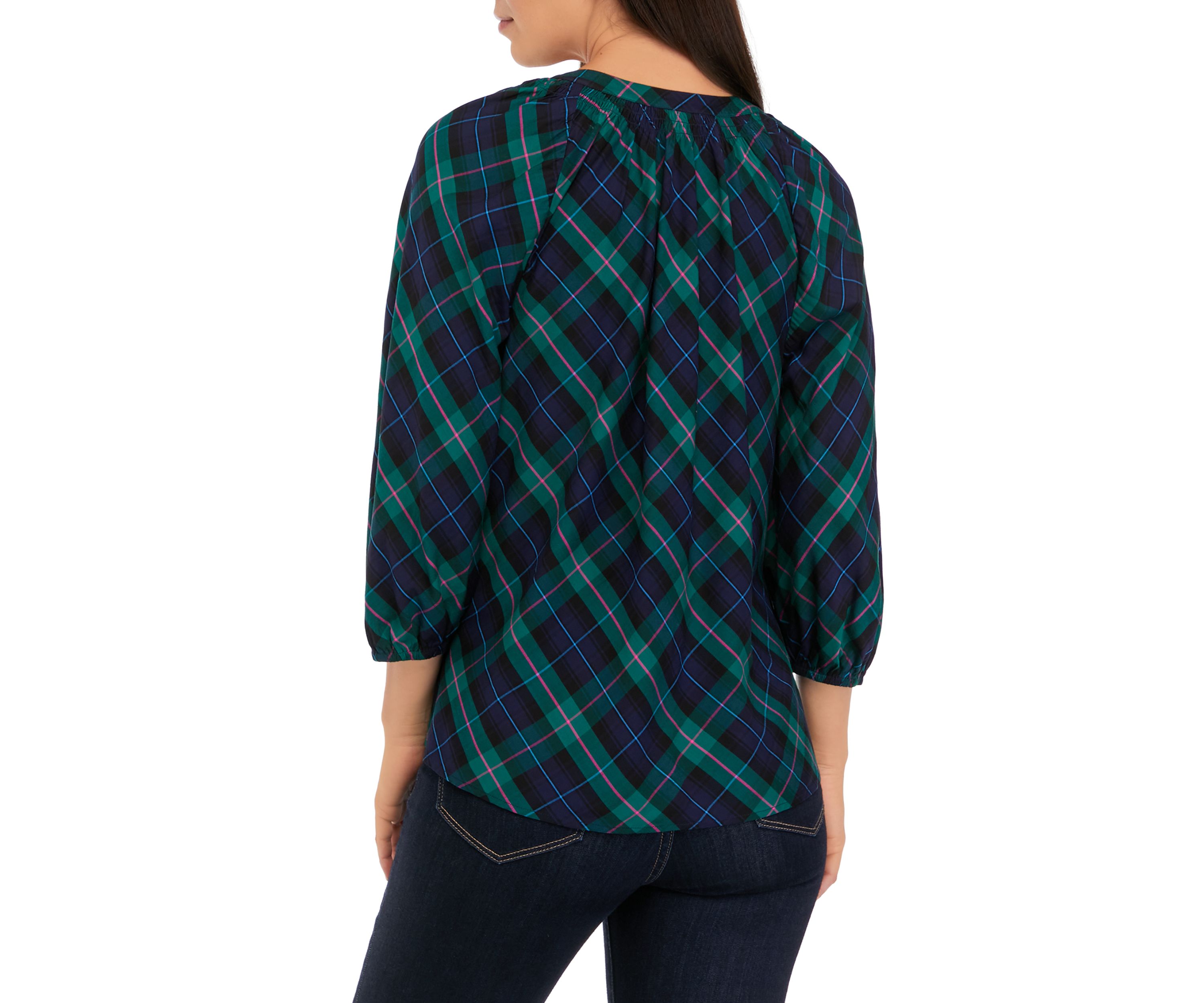 Womens 3/4 Sleeve Peasant Top