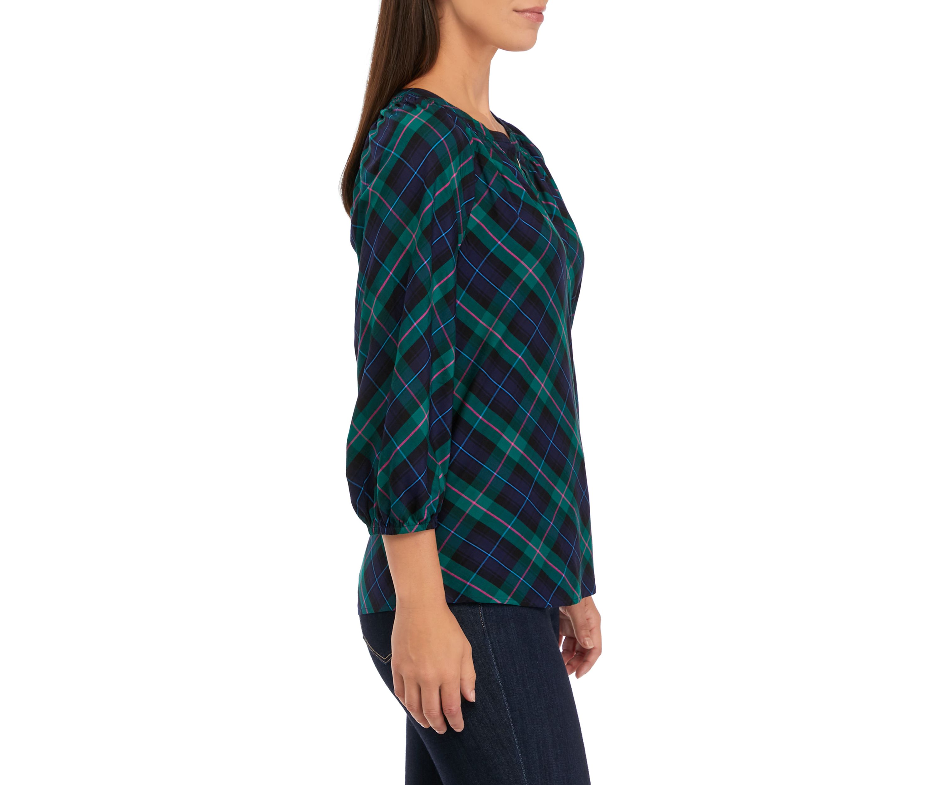 Womens 3/4 Sleeve Peasant Top