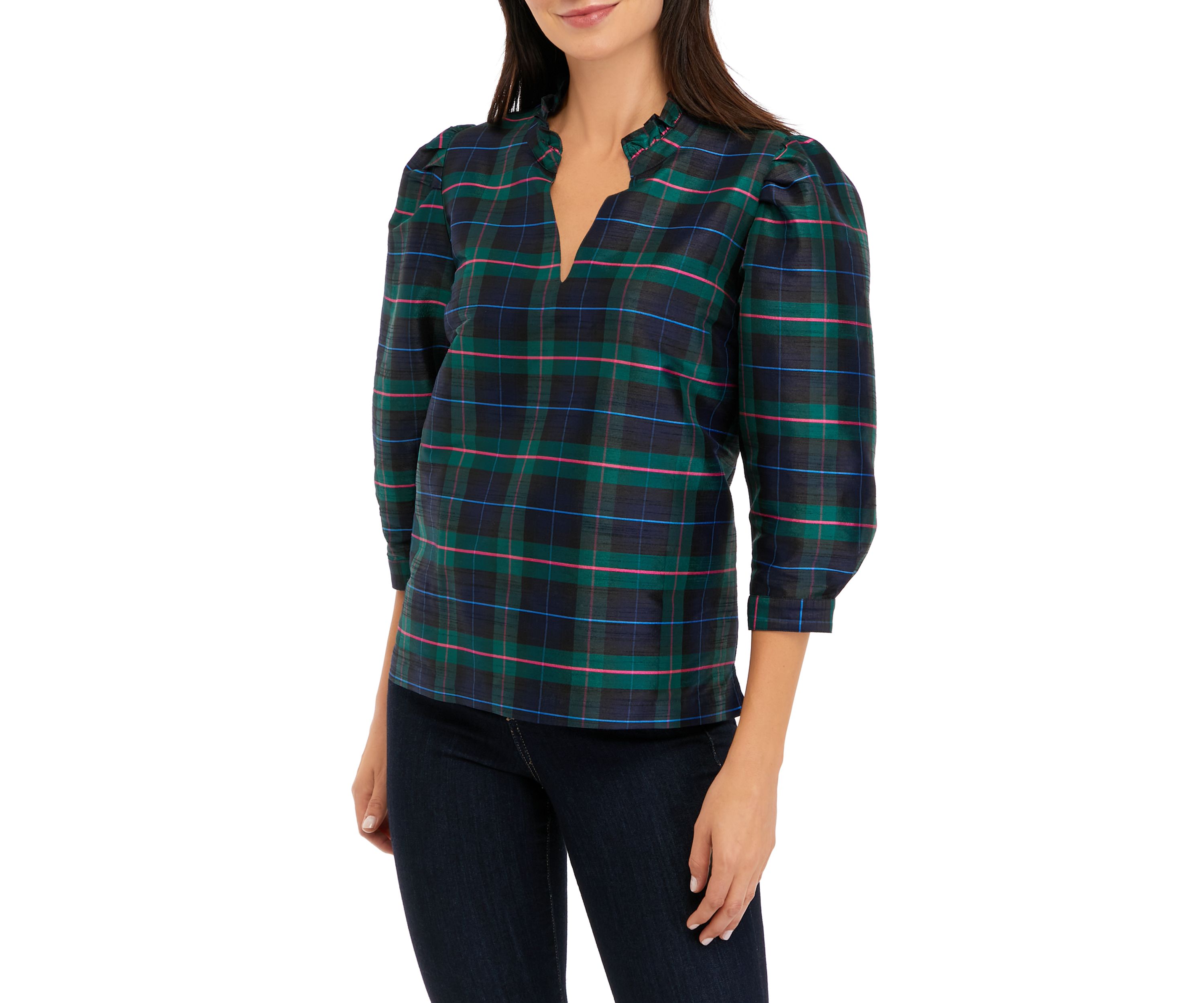 Womens Printed Split Neck Top