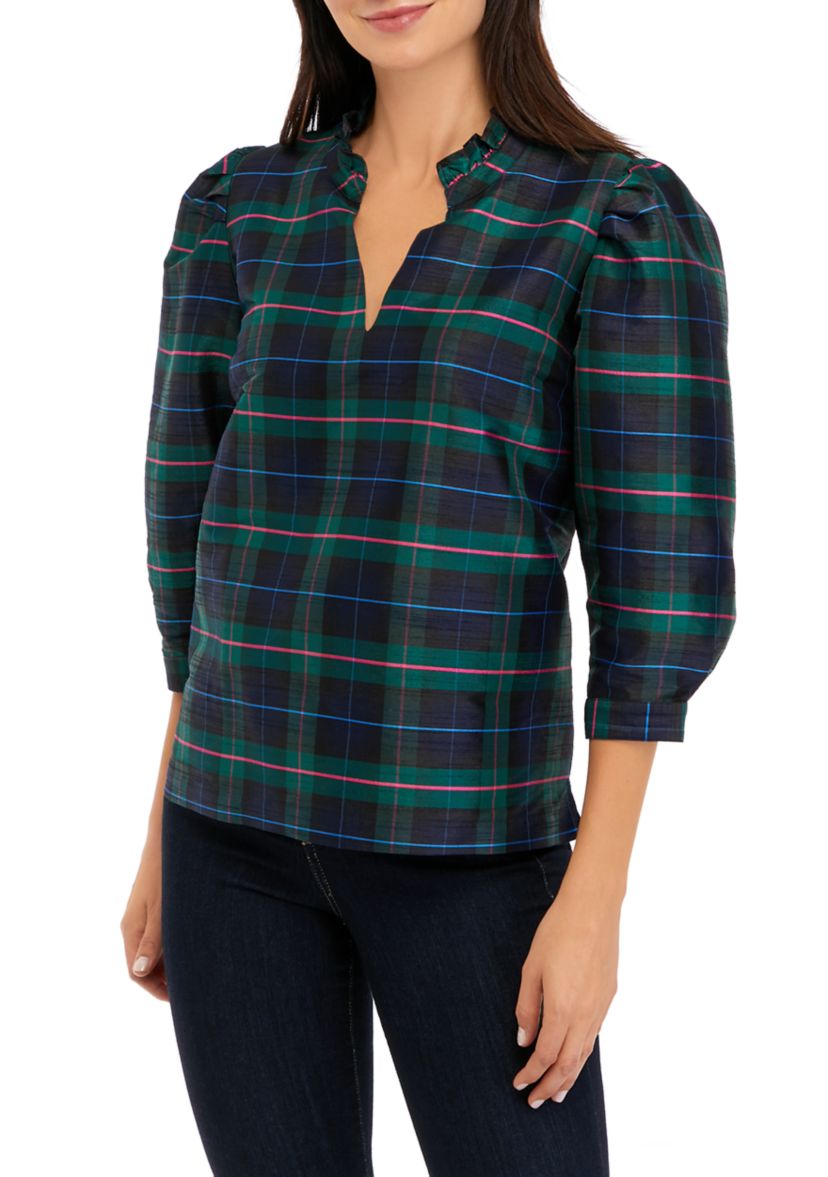 Womens Printed Split Neck Top