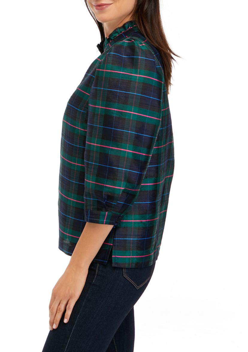 Womens Printed Split Neck Top