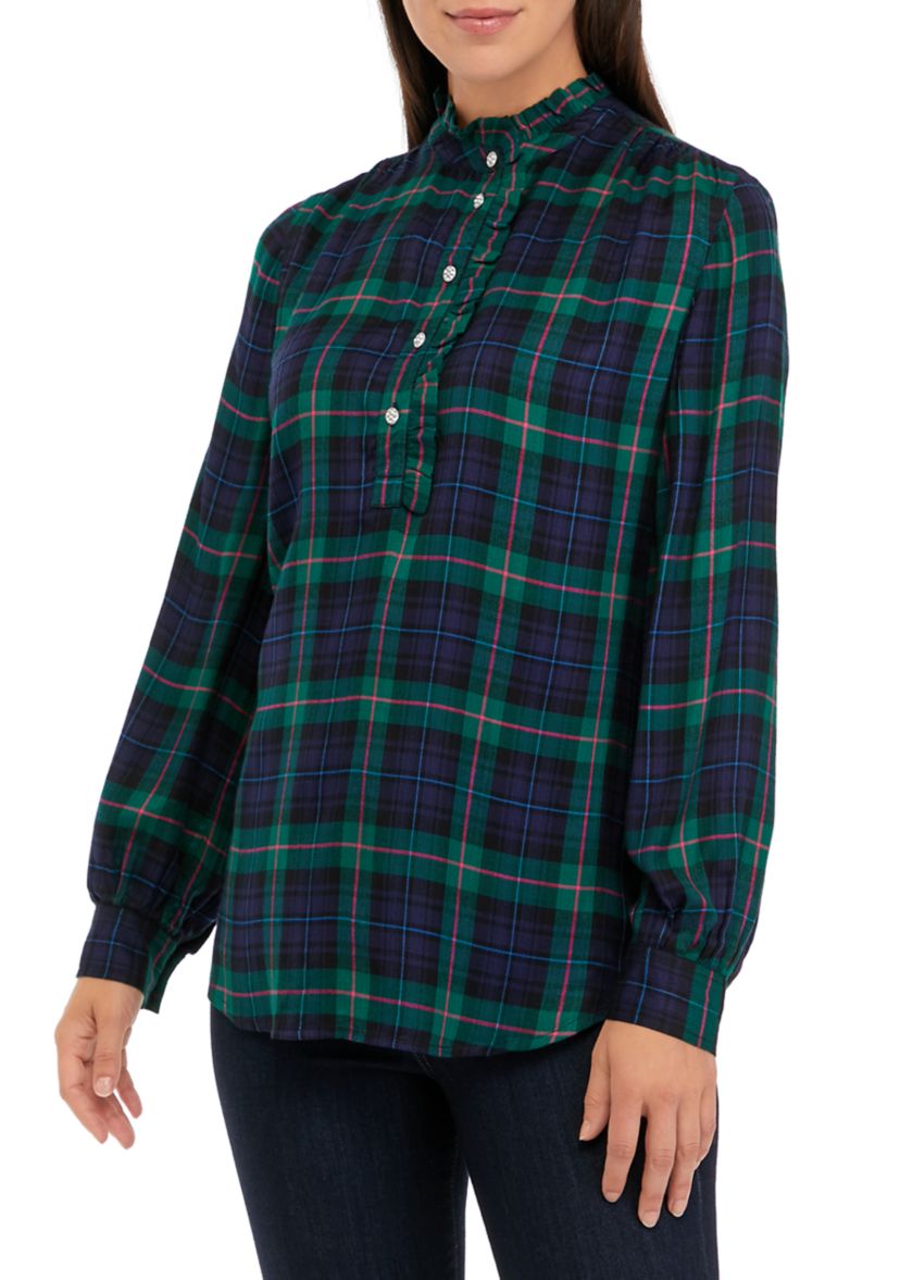 Womens Printed Button Down Top