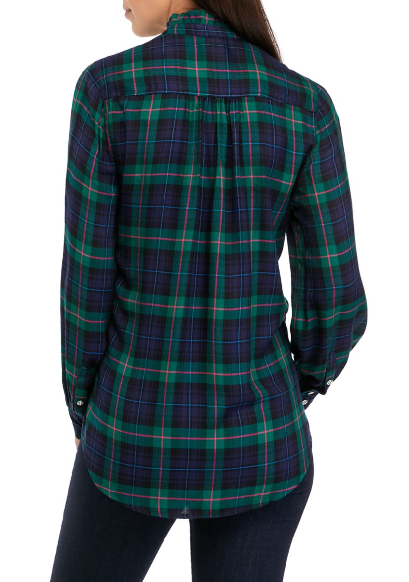 Womens Printed Button Down Top