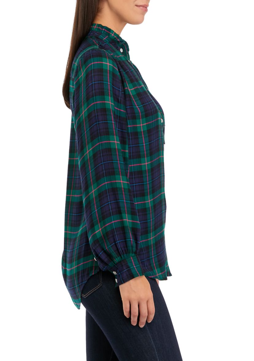 Womens Printed Button Down Top