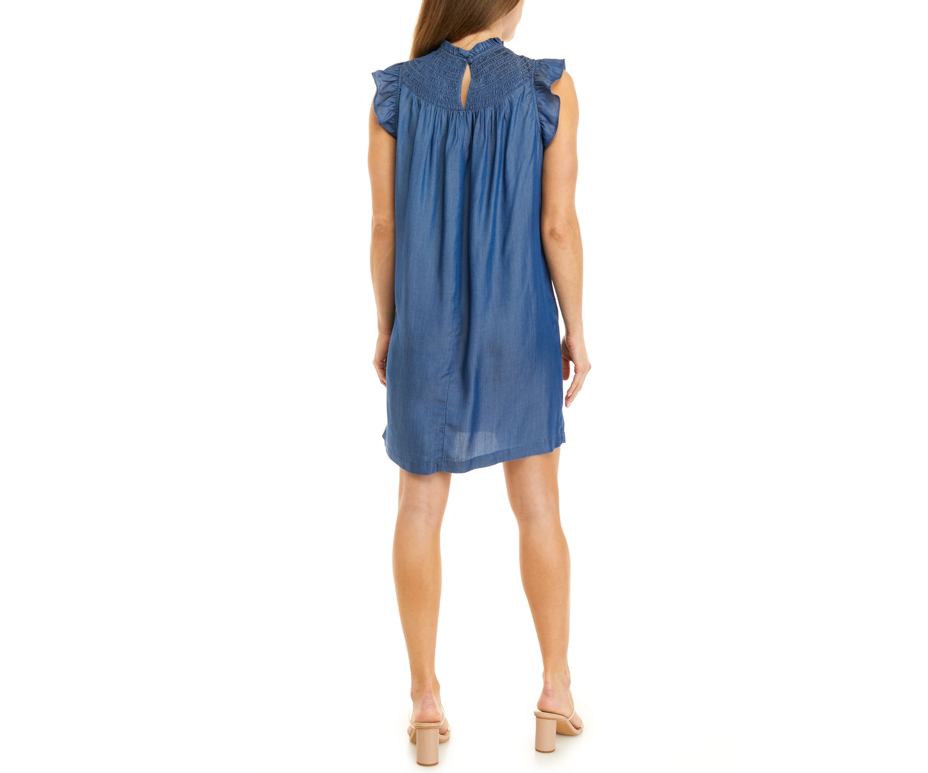 Womens Sleeveless Smocked Tencel Dress