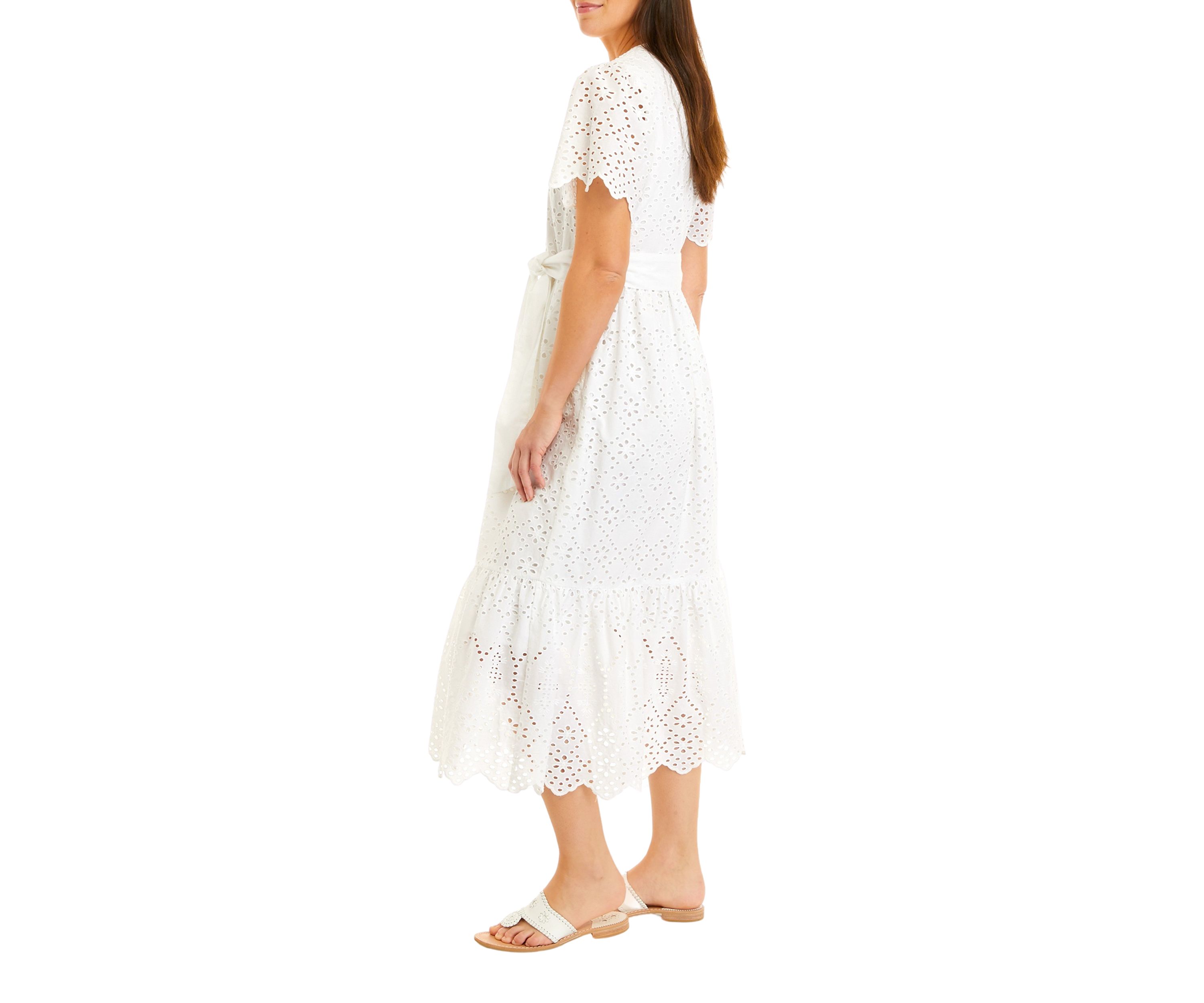 Womens Short Sleeve Eyelet Maxi Dress