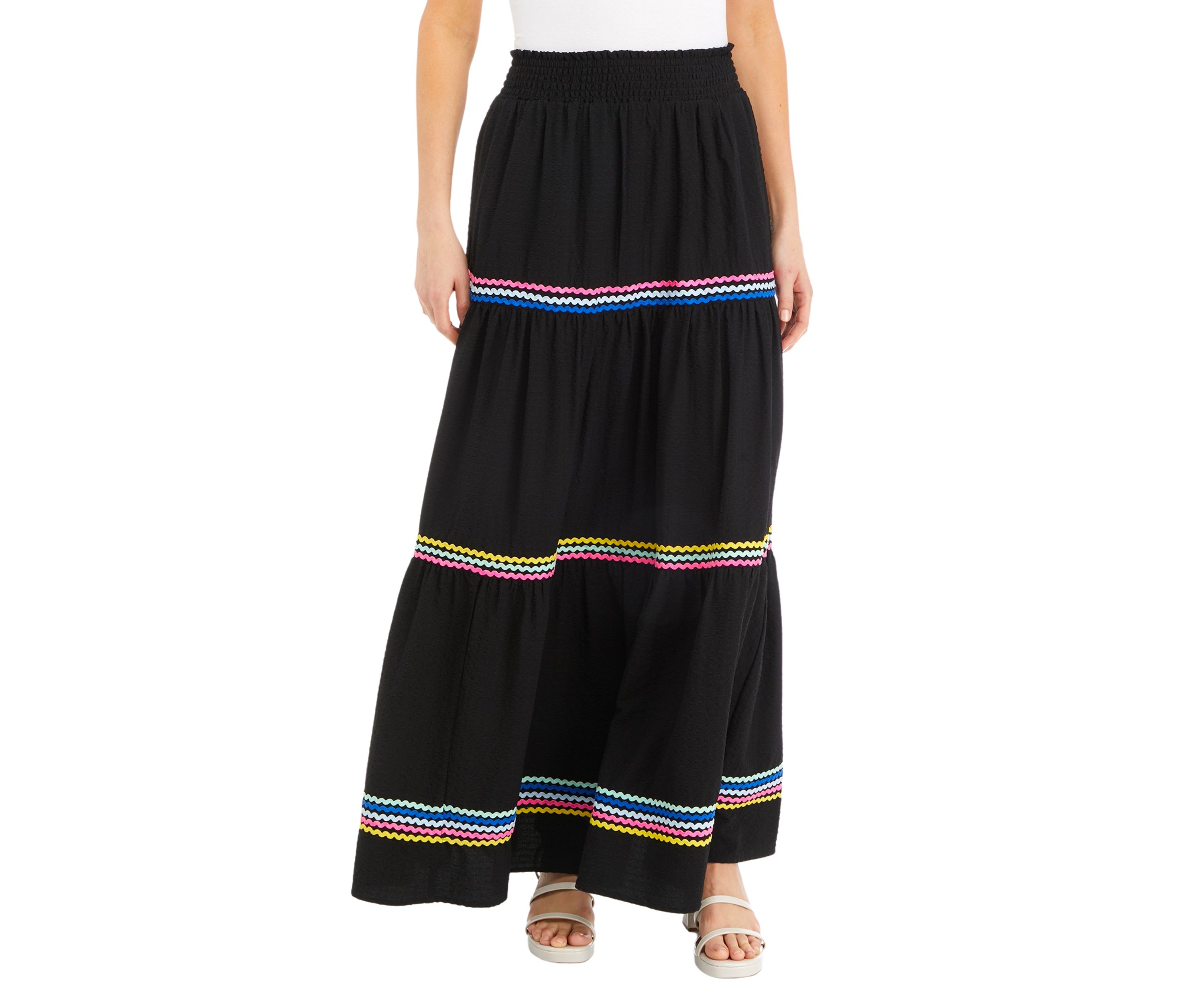 Womens Tiered Ric Rac Maxi Skirt