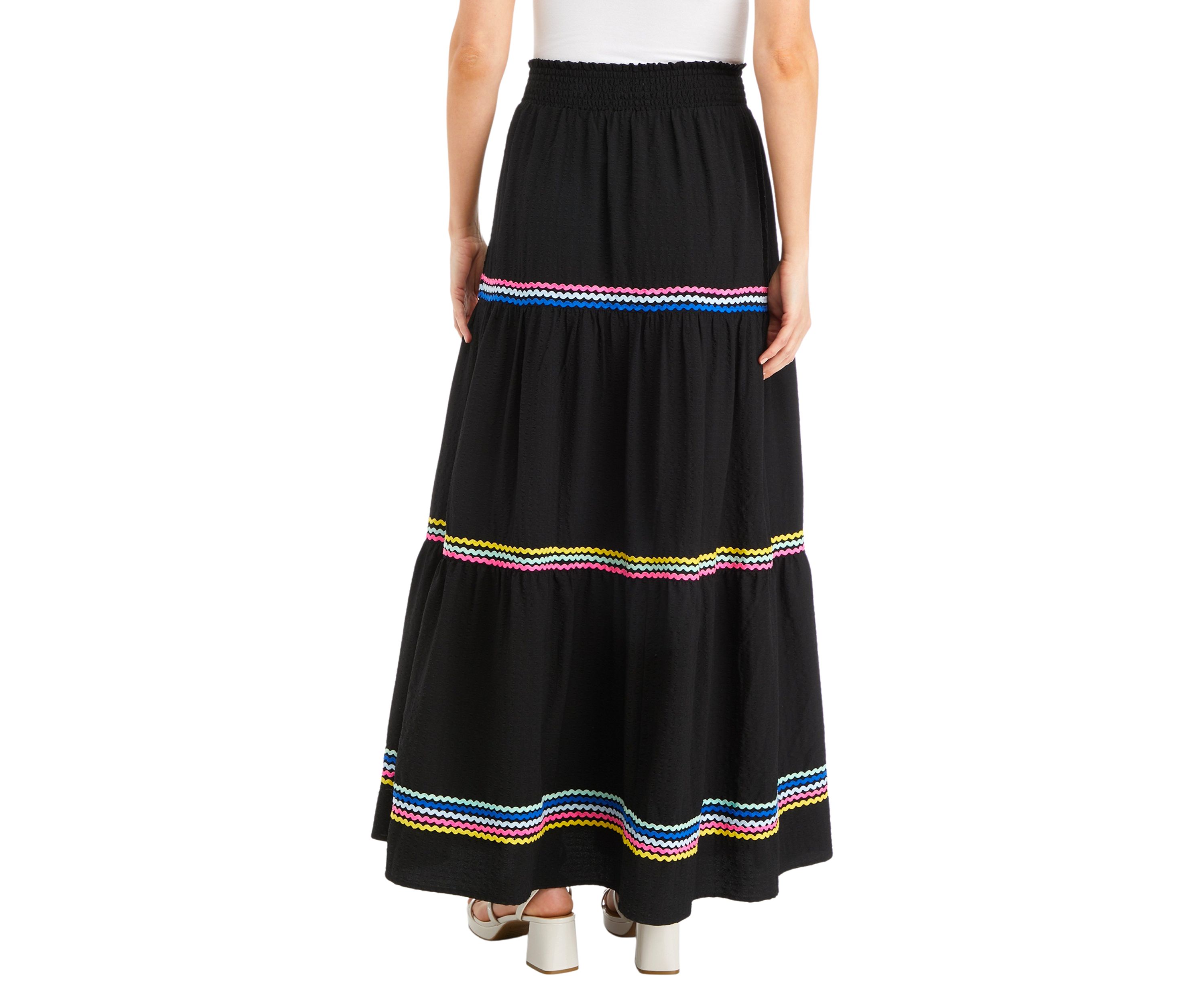 Womens Tiered Ric Rac Maxi Skirt