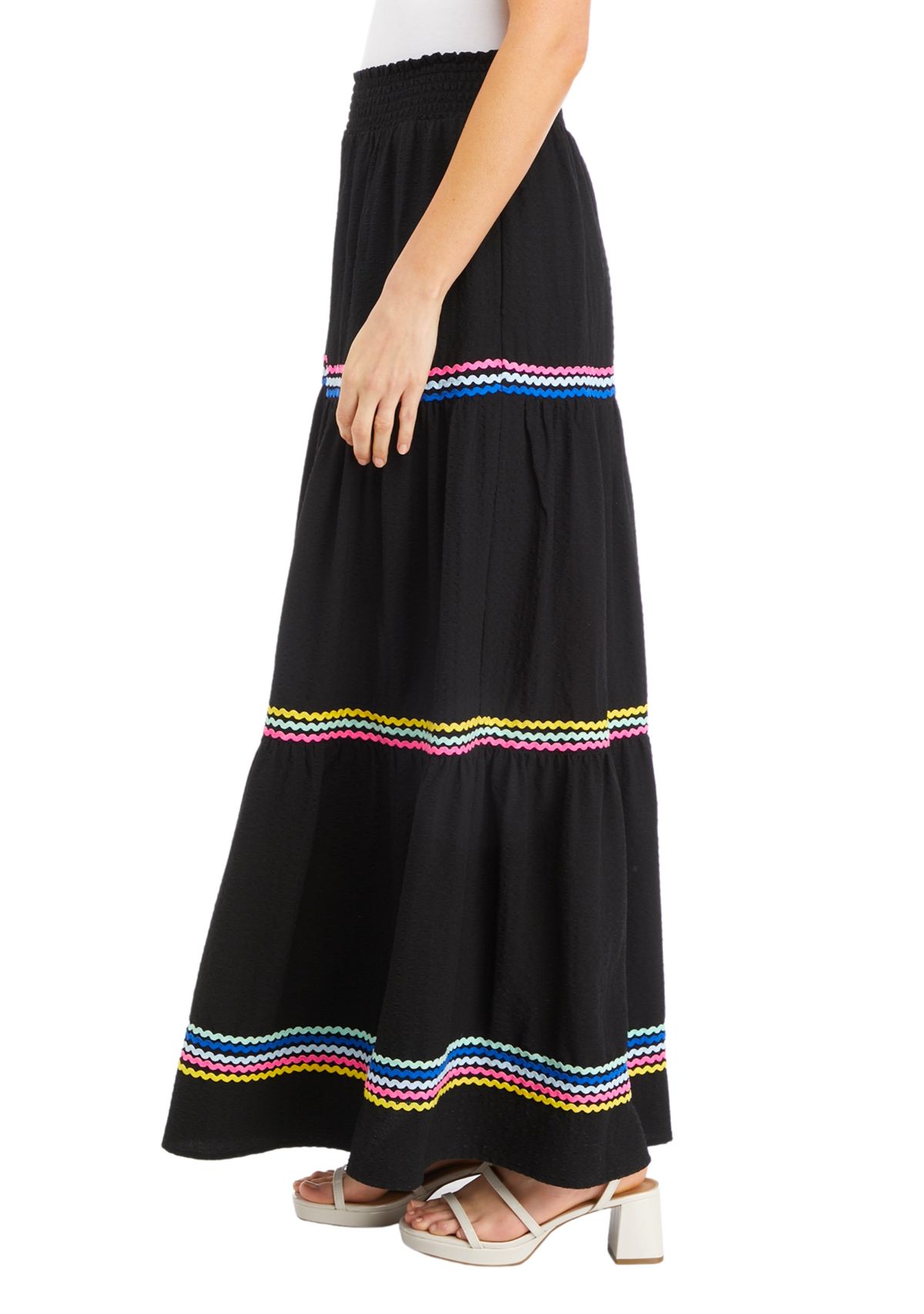 Womens Tiered Ric Rac Maxi Skirt