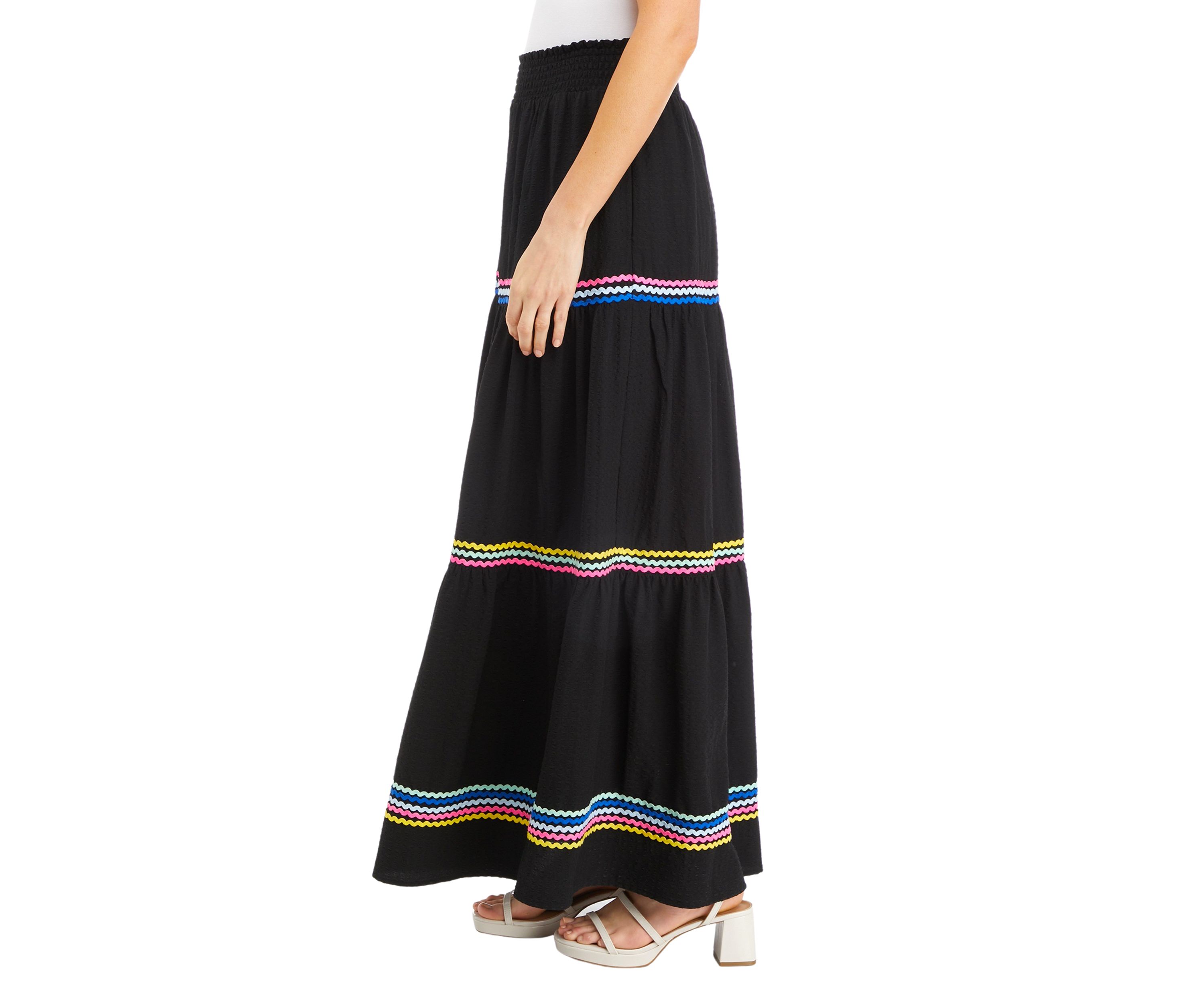 Womens Tiered Ric Rac Maxi Skirt
