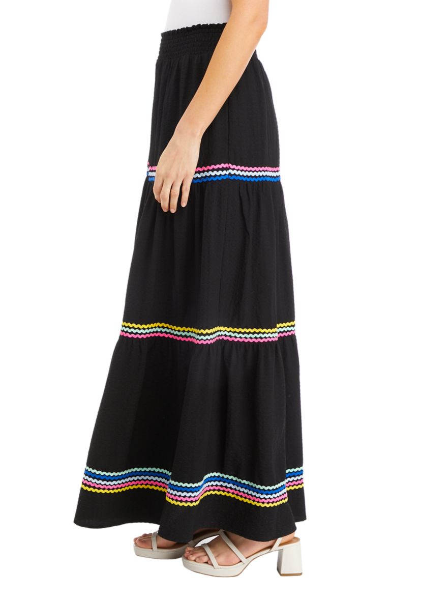 Womens Tiered Ric Rac Maxi Skirt