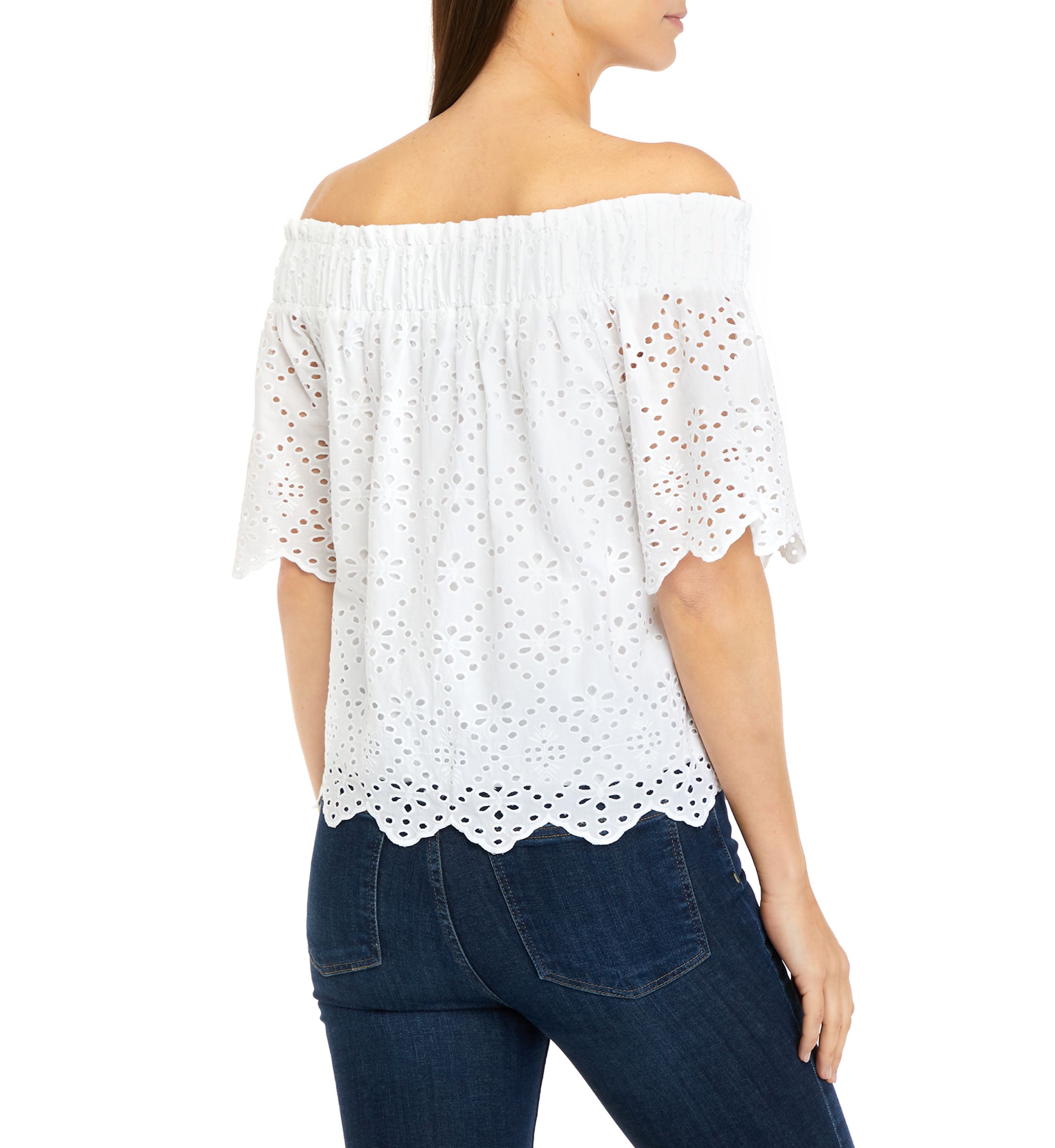 Womens Off the Shoulder Embroidered Top