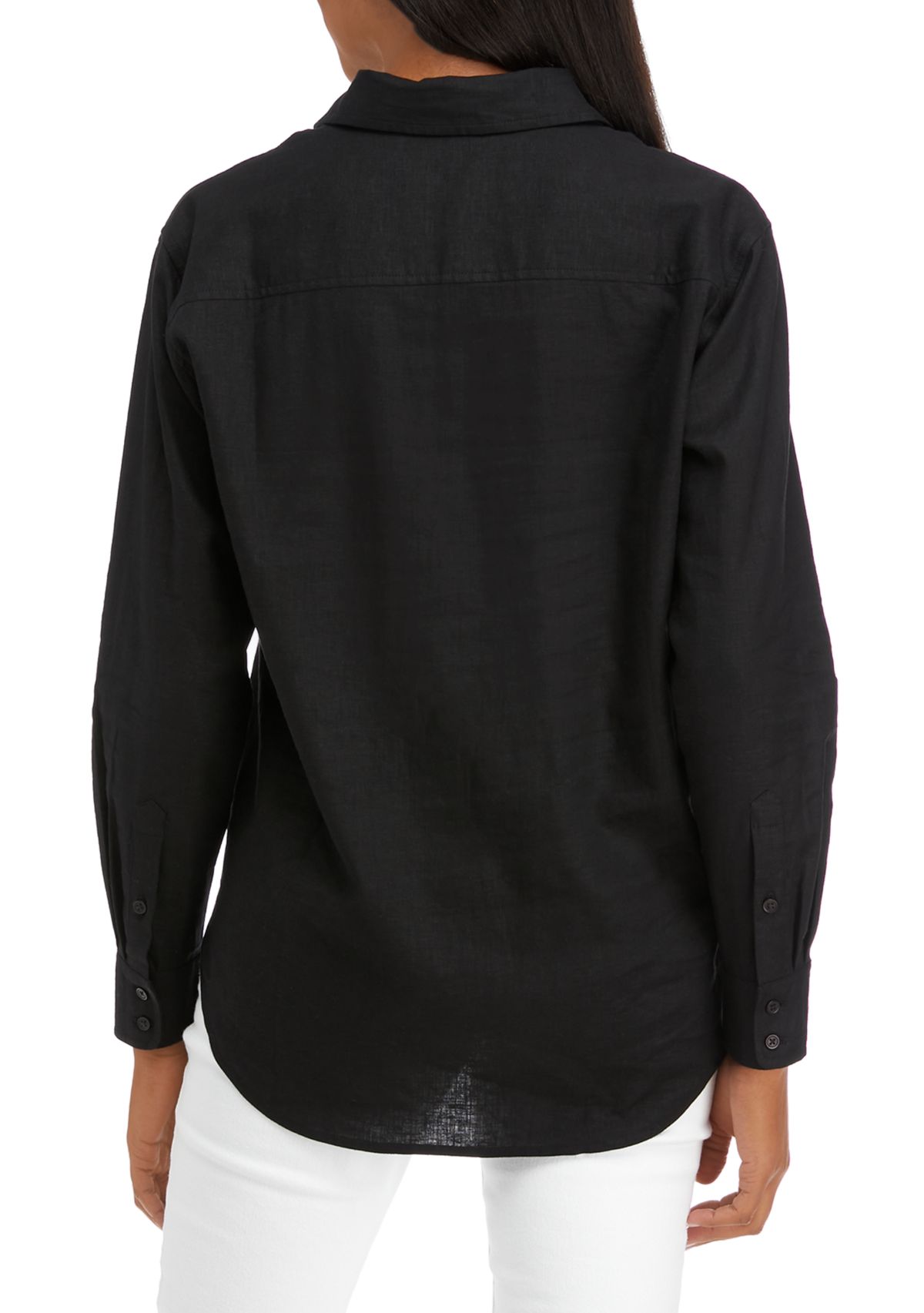 Womens Boyfriend Linen Button Down Shirt